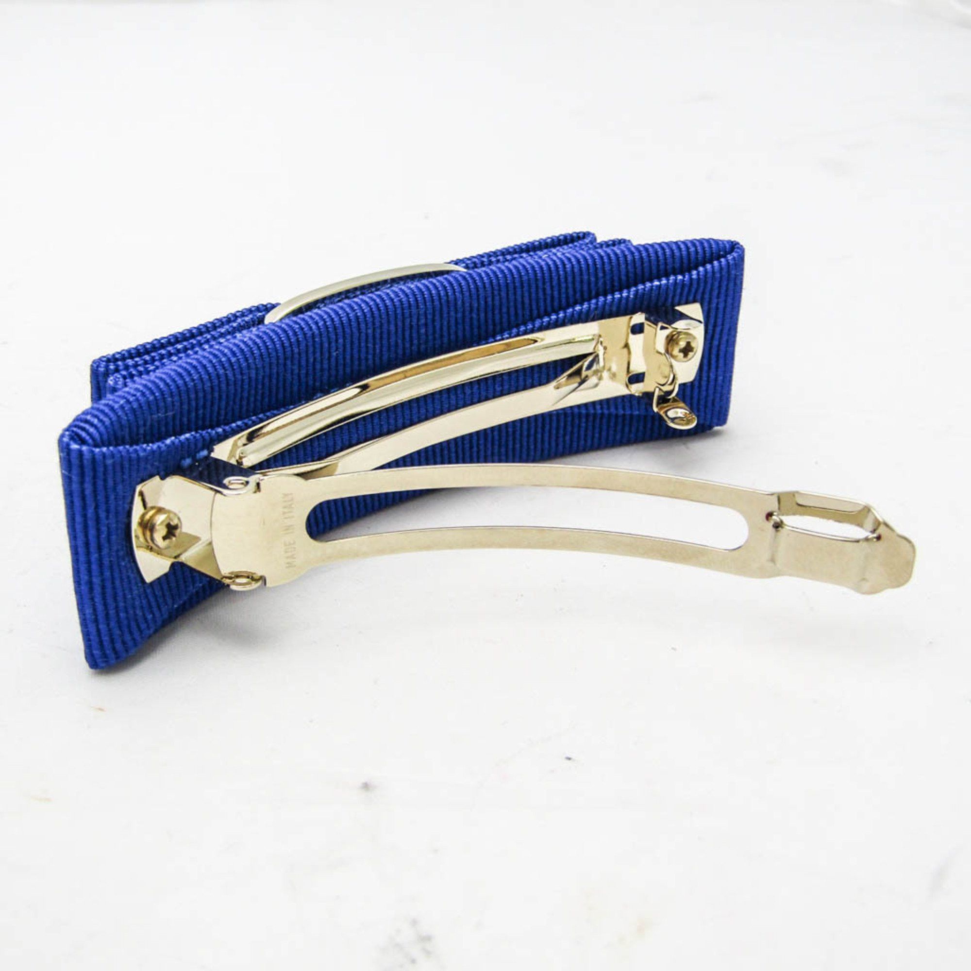 Salvatore Ferragamo Salvatore Ferragamo Vara 34‐2019 Cotton,Metal Women's Barrette Blue,Gold Size ONE SIZE - 3 Thumbnail