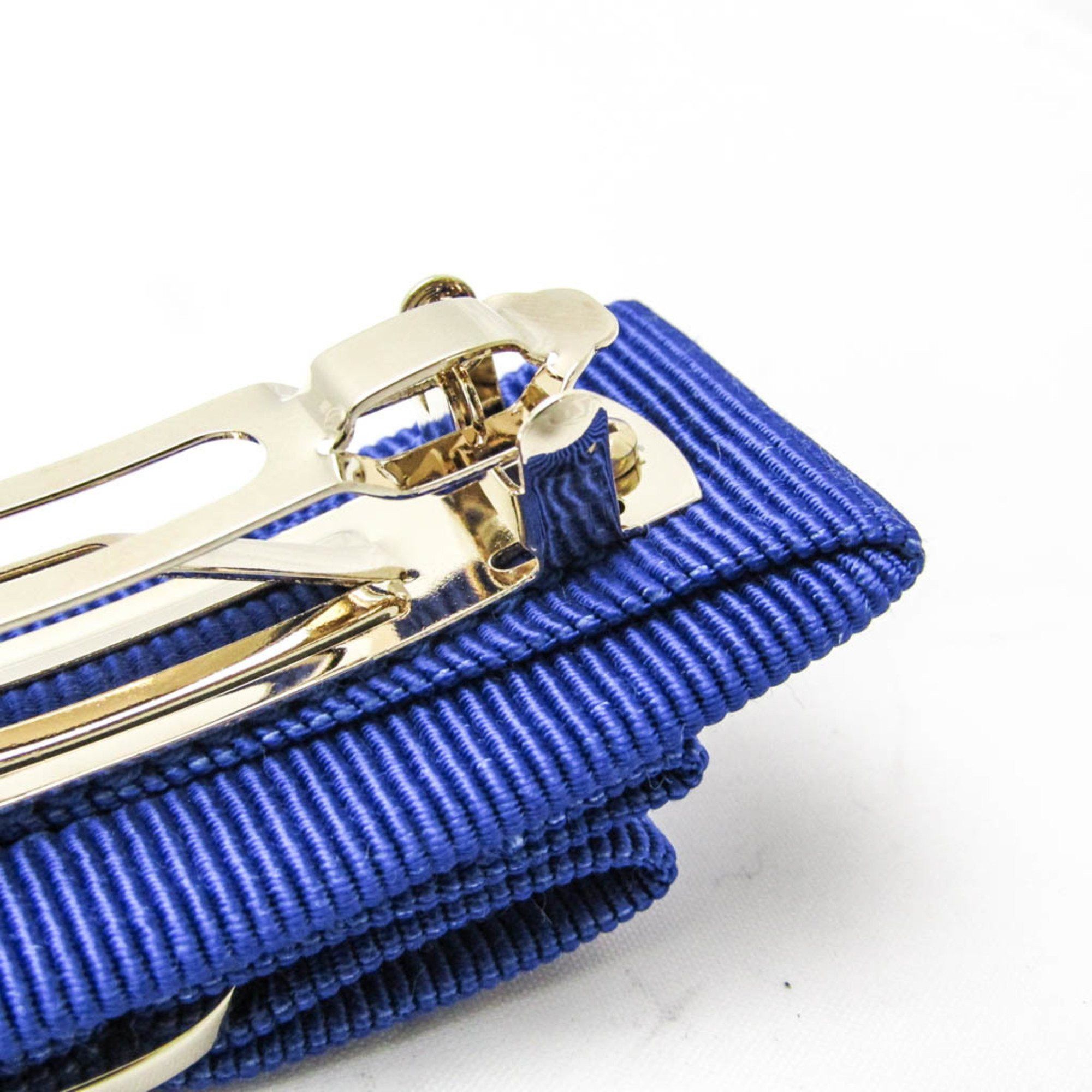 Salvatore Ferragamo Salvatore Ferragamo Vara 34‐2019 Cotton,Metal Women's Barrette Blue,Gold Size ONE SIZE - 7 Thumbnail
