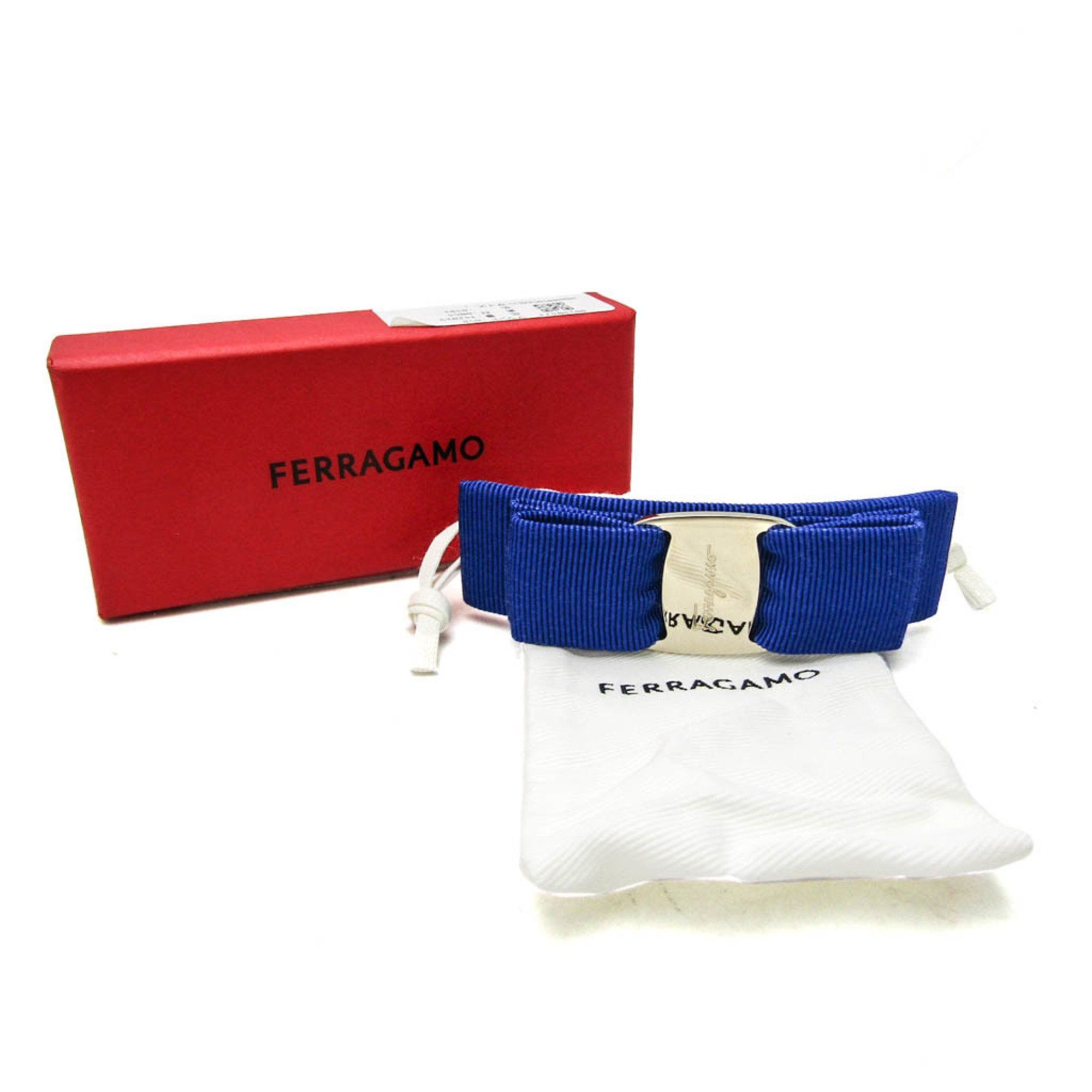 Salvatore Ferragamo Salvatore Ferragamo Vara 34‐2019 Cotton,Metal Women's Barrette Blue,Gold Size ONE SIZE - 10 Thumbnail