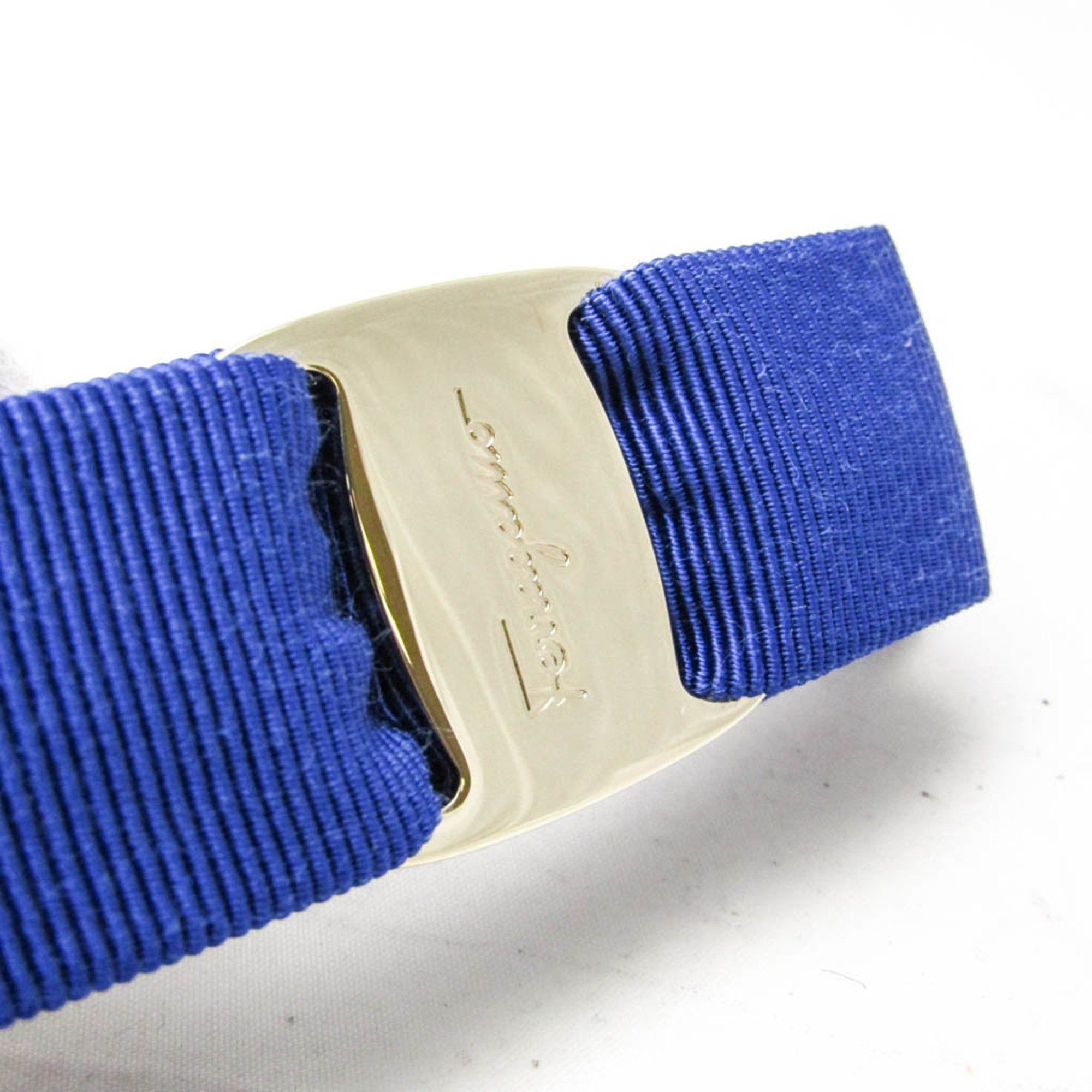 Salvatore Ferragamo Salvatore Ferragamo Vara 34‐2019 Cotton,Metal Women's Barrette Blue,Gold Size ONE SIZE - 6 Thumbnail