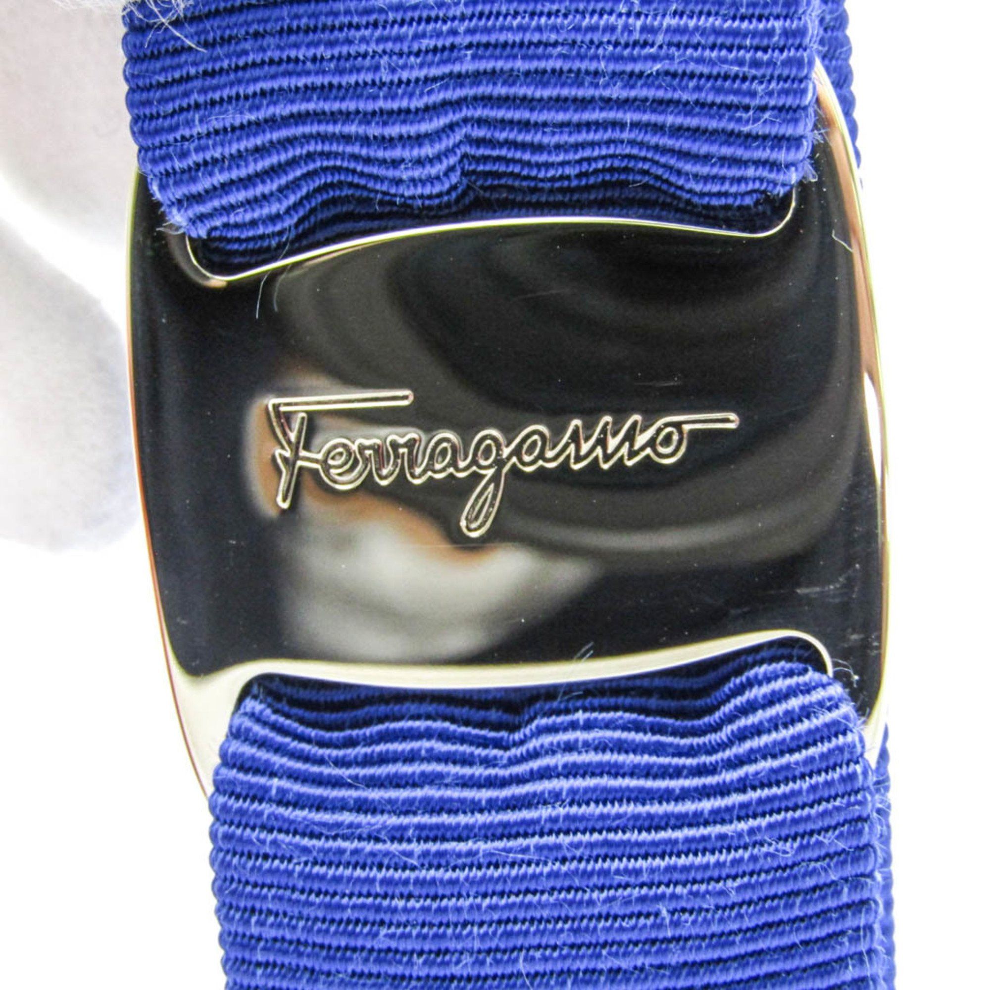 Salvatore Ferragamo Salvatore Ferragamo Vara 34‐2019 Cotton,Metal Women's Barrette Blue,Gold Size ONE SIZE - 8 Thumbnail