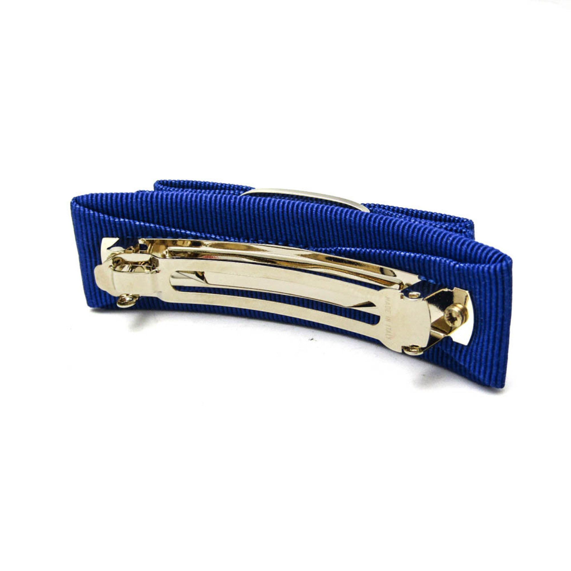 Salvatore Ferragamo Salvatore Ferragamo Vara 34‐2019 Cotton,Metal Women's Barrette Blue,Gold Size ONE SIZE - 2 Thumbnail