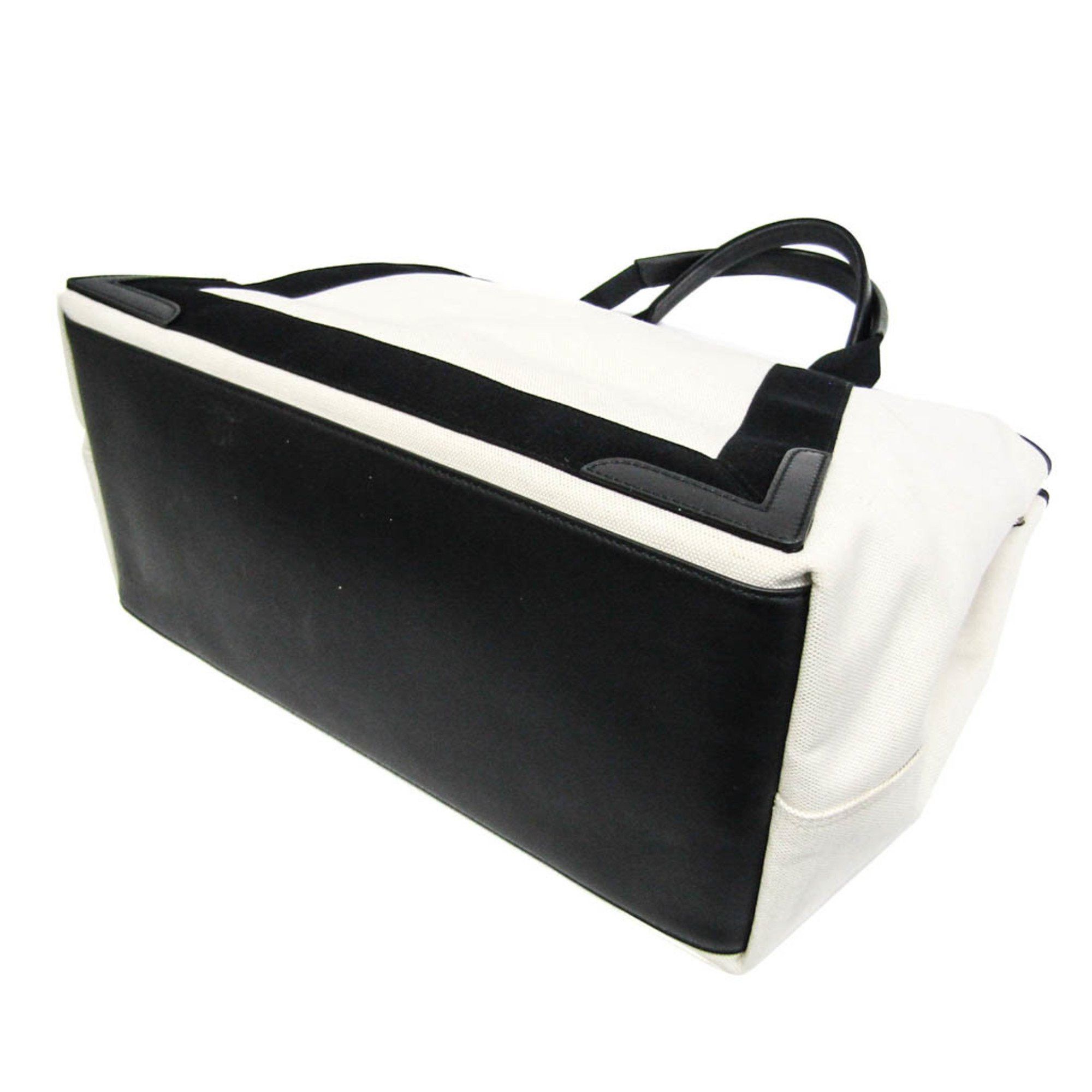 Balenciaga Balenciaga Navy Cabas M 339936 Men,Women Canvas,Leather Handbag,Tote Bag Black,Off-white Size ONE SIZE - 2 Thumbnail