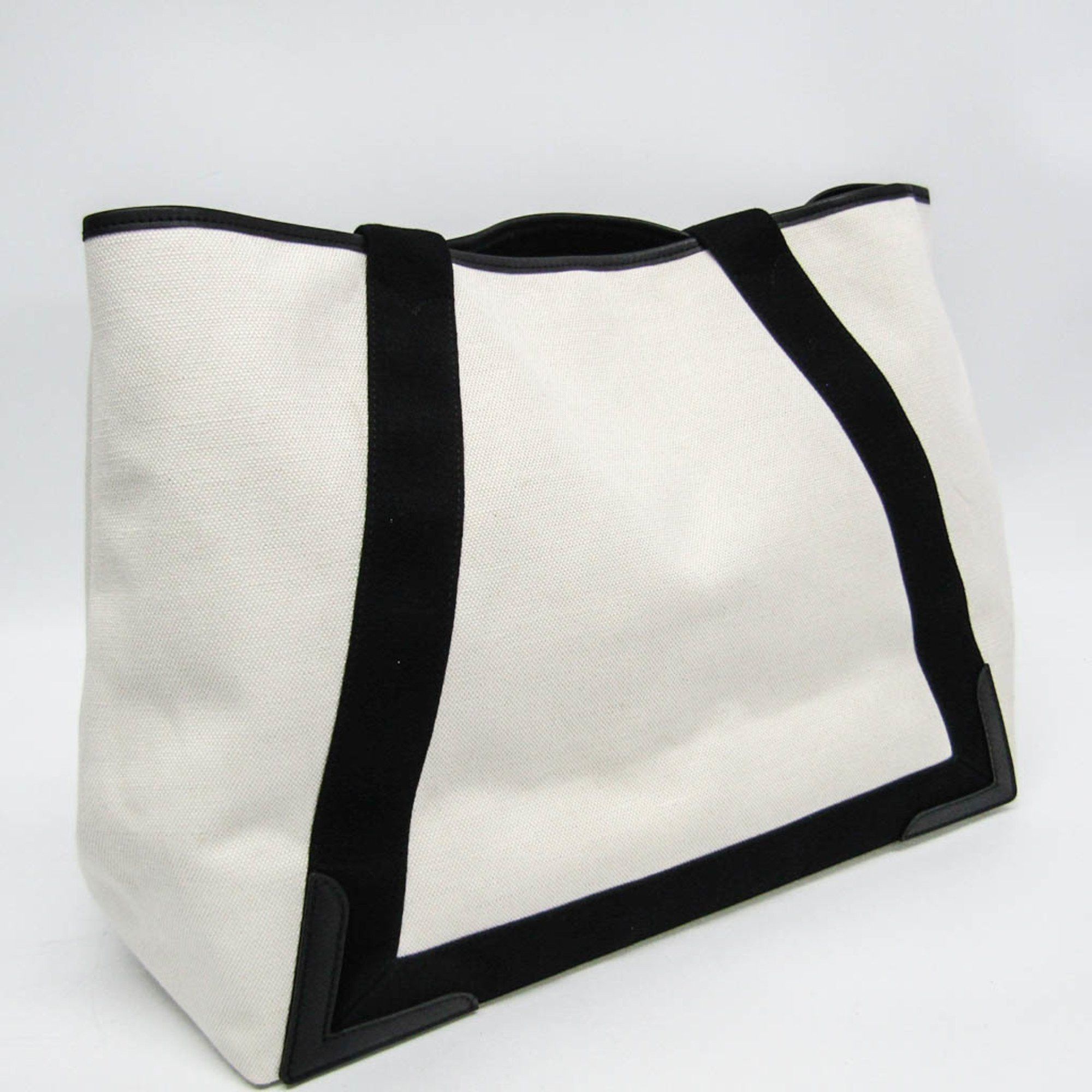 Balenciaga Balenciaga Navy Cabas M 339936 Men,Women Canvas,Leather Handbag,Tote Bag Black,Off-white Size ONE SIZE - 9 Thumbnail