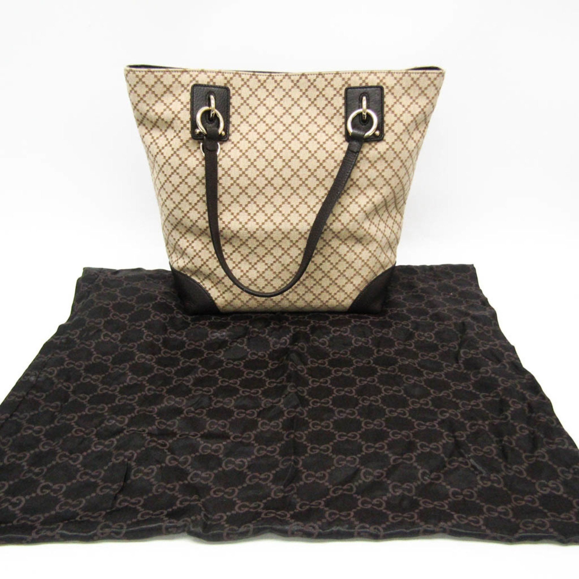 Gucci Gucci Diamante 353706 Men,Women Canvas,Leather Tote Bag Beige,Brown Size ONE SIZE - 11 Thumbnail