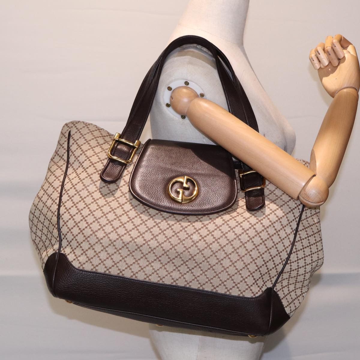 Gucci Diamante Beige Canvas Handbag (Pre-Owned) Size ONE SIZE - 12 Thumbnail