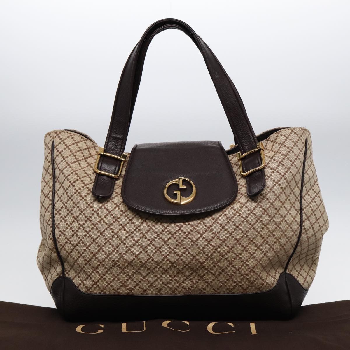 Gucci Diamante Beige Canvas Handbag (Pre-Owned) Size ONE SIZE - 11 Thumbnail