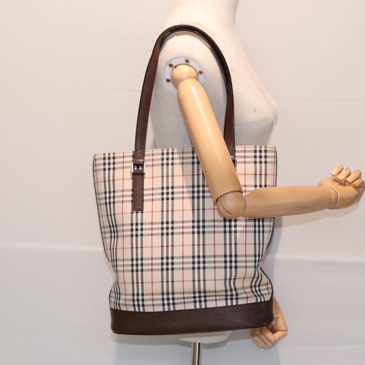 Burberry Nova Check Brown Canvas Tote Bag (Pre-Owned) Size ONE SIZE - 12 Thumbnail