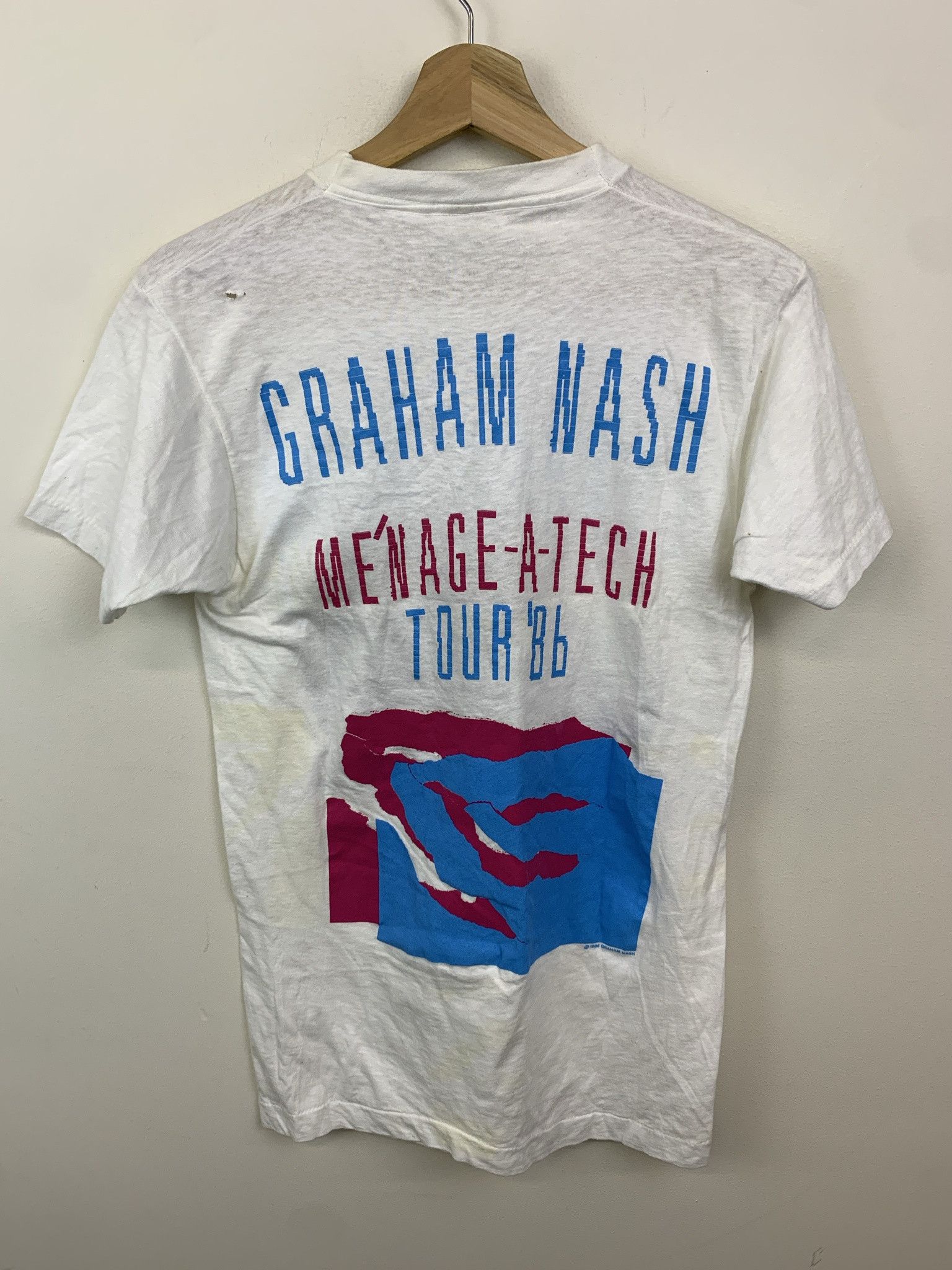 Other Vintaeg Graham Nash 1980s Solo Tour 1986 Single Stitch Tee Size L Size US L / EU 52-54 / 3 - 3 Thumbnail