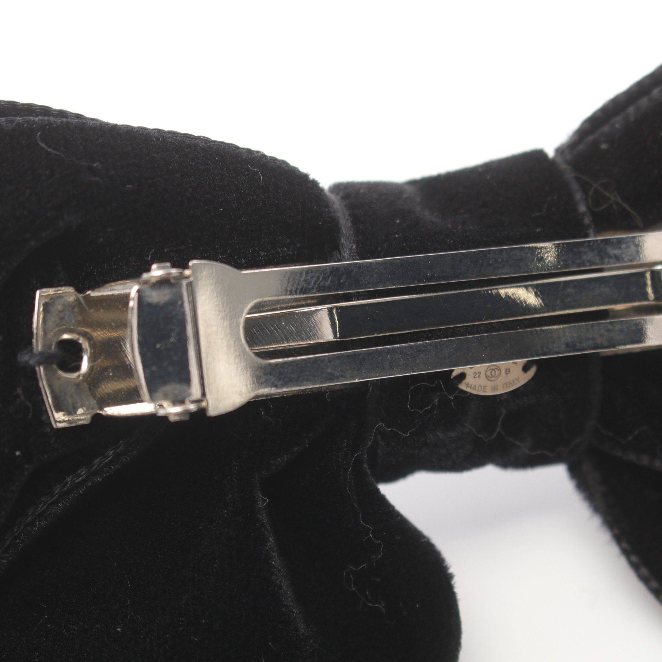 Chanel Chanel Coco Mark Ribbon Barretta Hair Clip Velor Black 22B Size ONE SIZE - 4 Thumbnail