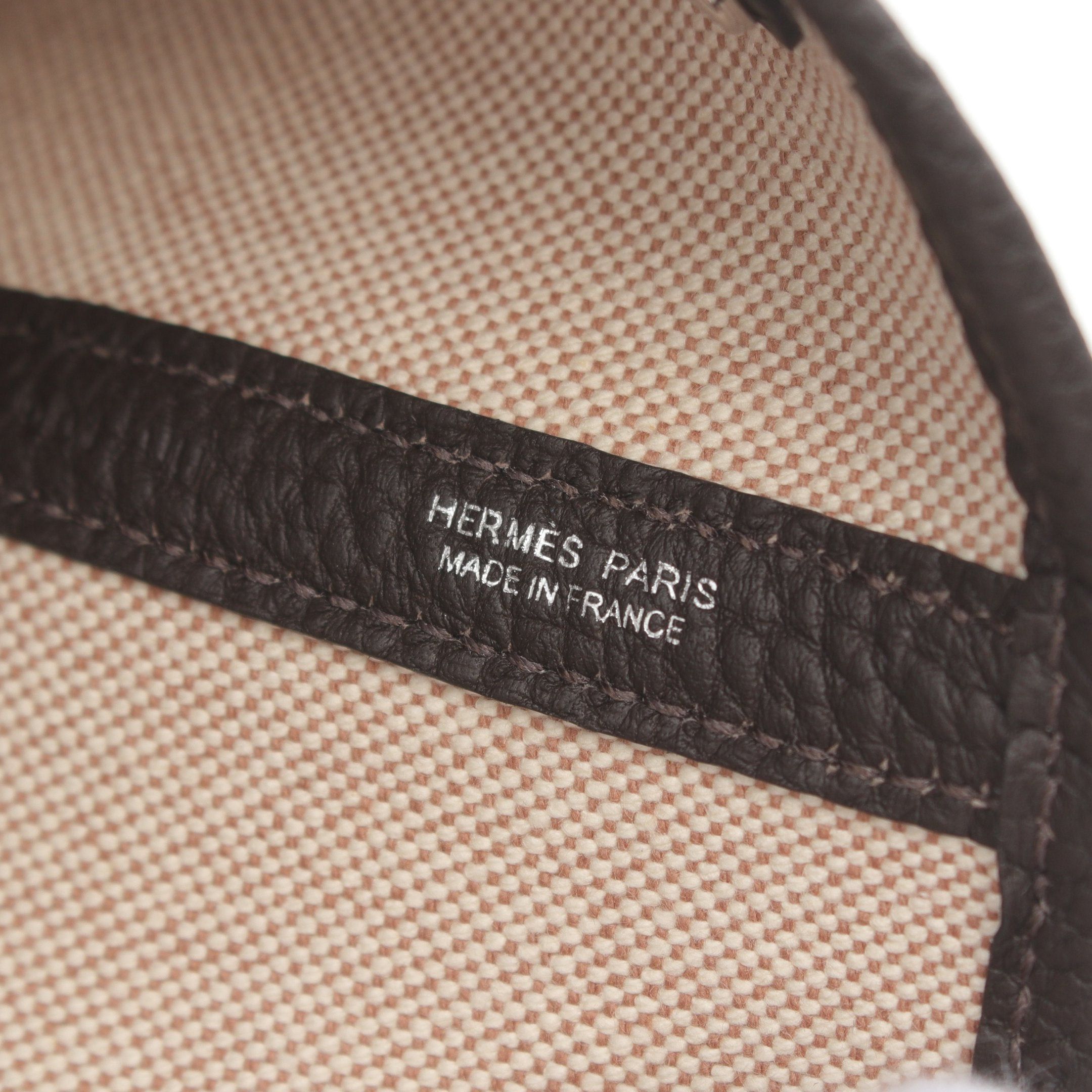 Hermes Hermes Electric Garden Party Pm Handbag Tote Bag Toile Ash Leather Beige Dark Brown Multicolor Silver Hardware Double Engraved Size ONE SIZE - 4 Thumbnail