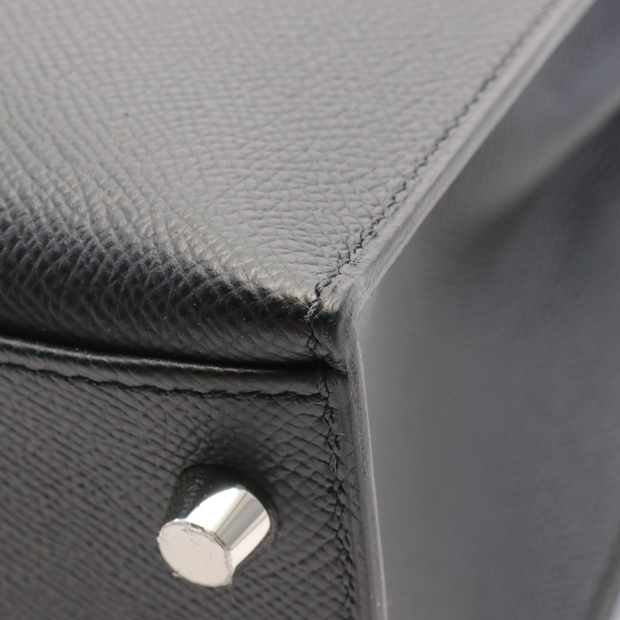 Hermes Hermes Kelly28 Handbag Veau Epsom Black Silver Hardware Outside Sewing Z Stamp Size ONE SIZE - 7 Thumbnail