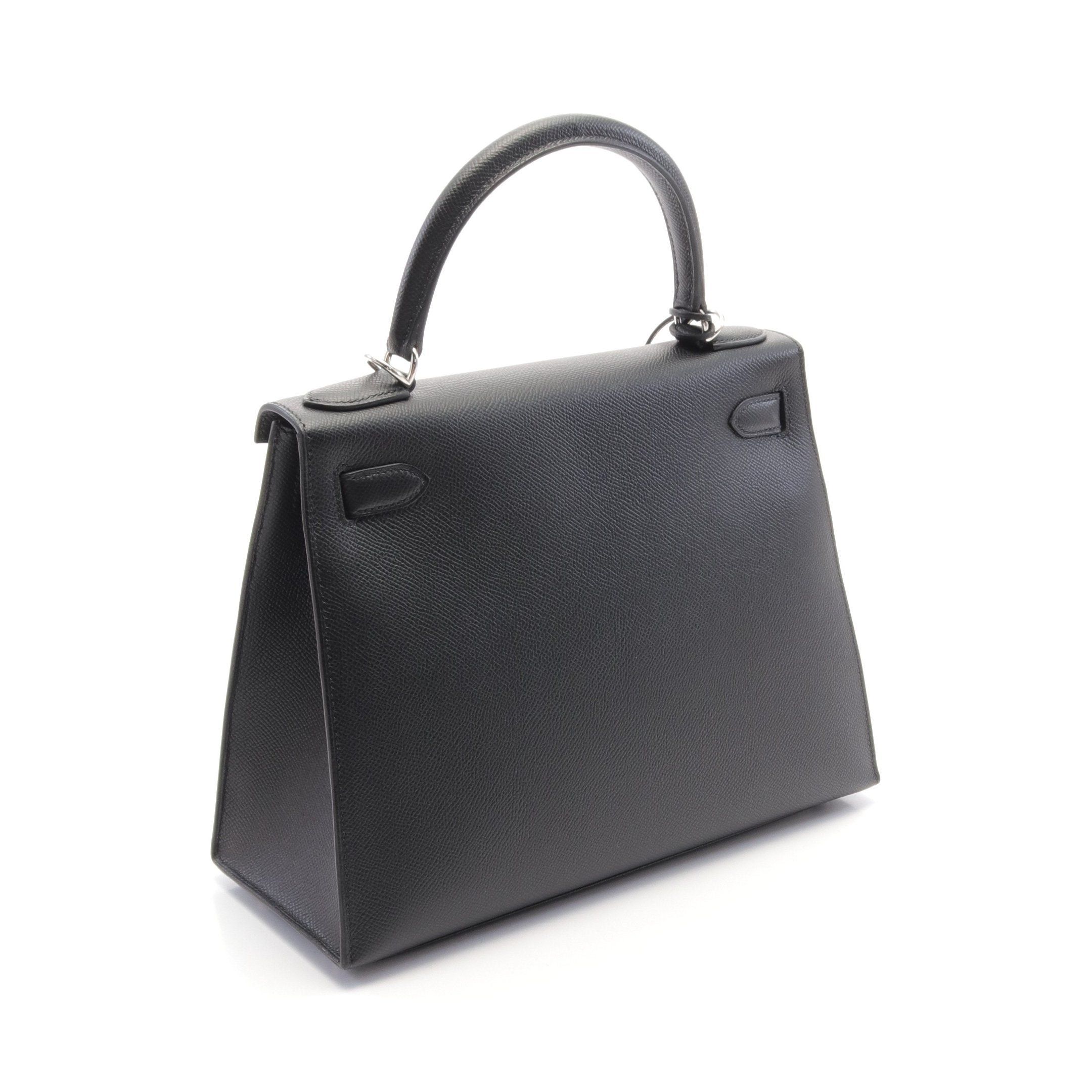 Hermes Hermes Kelly28 Handbag Veau Epsom Black Silver Hardware Outside Sewing Z Stamp Size ONE SIZE - 2 Thumbnail