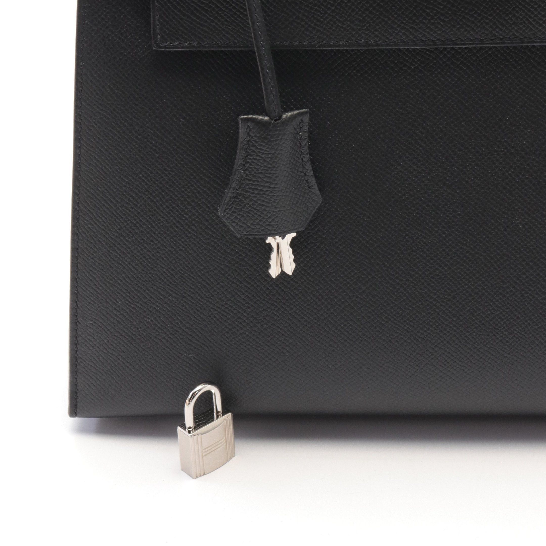 Hermes Hermes Kelly28 Handbag Veau Epsom Black Silver Hardware Outside Sewing Z Stamp Size ONE SIZE - 6 Thumbnail