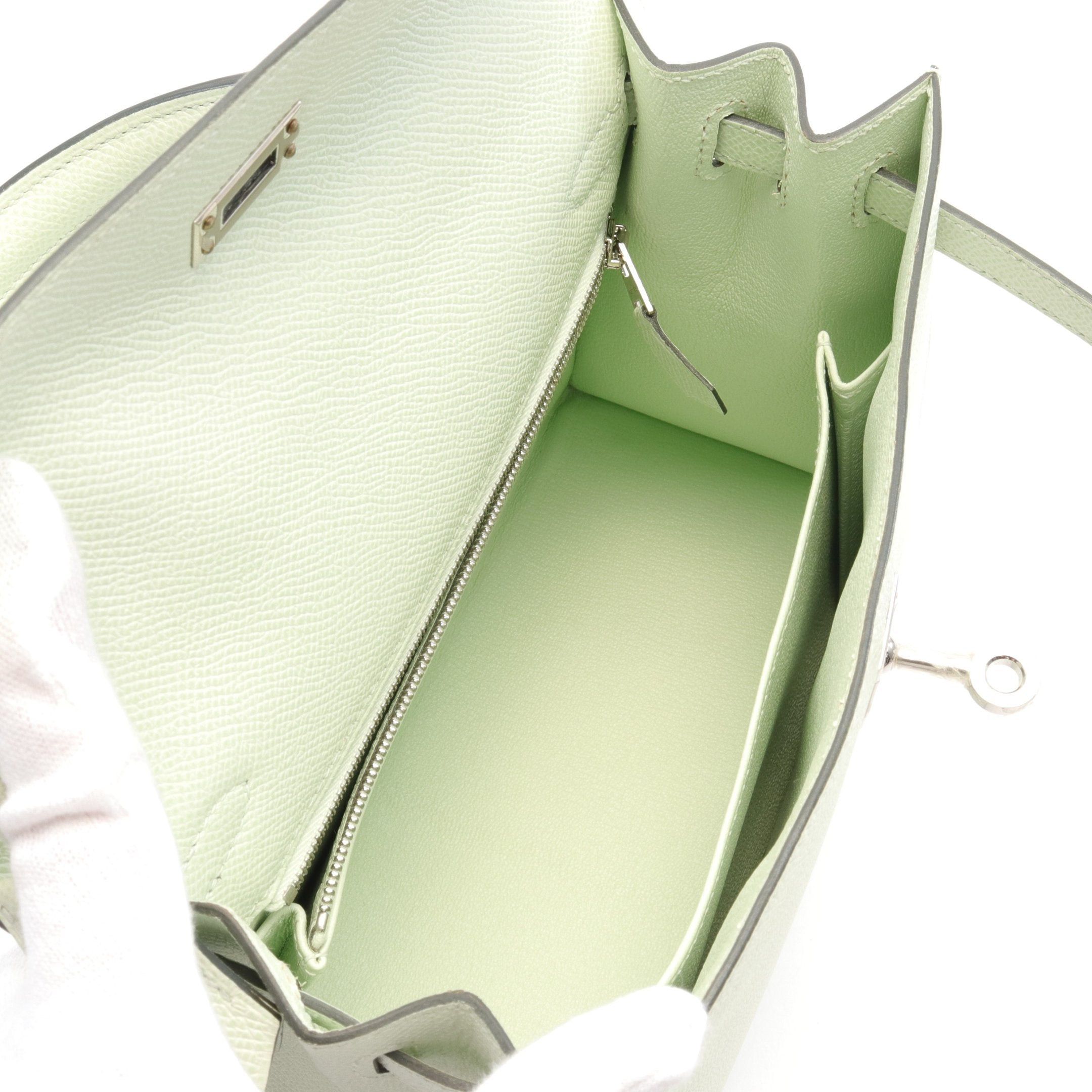 Hermes Hermes Kelly 25 Handbag Veau Epsom Light Green Silver Hardware Outside Sewing B Stamp Size ONE SIZE - 3 Thumbnail