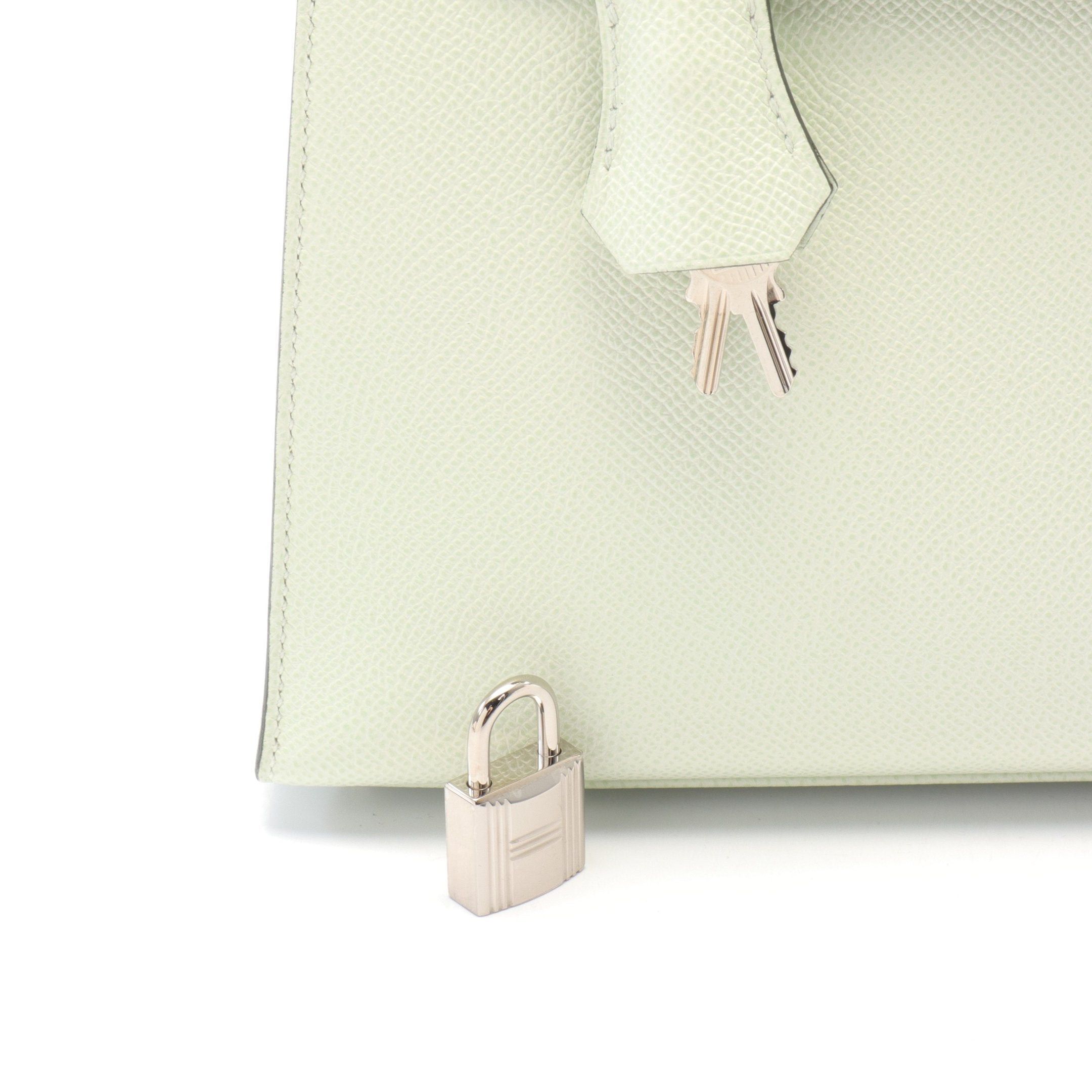 Hermes Hermes Kelly 25 Handbag Veau Epsom Light Green Silver Hardware Outside Sewing B Stamp Size ONE SIZE - 6 Thumbnail