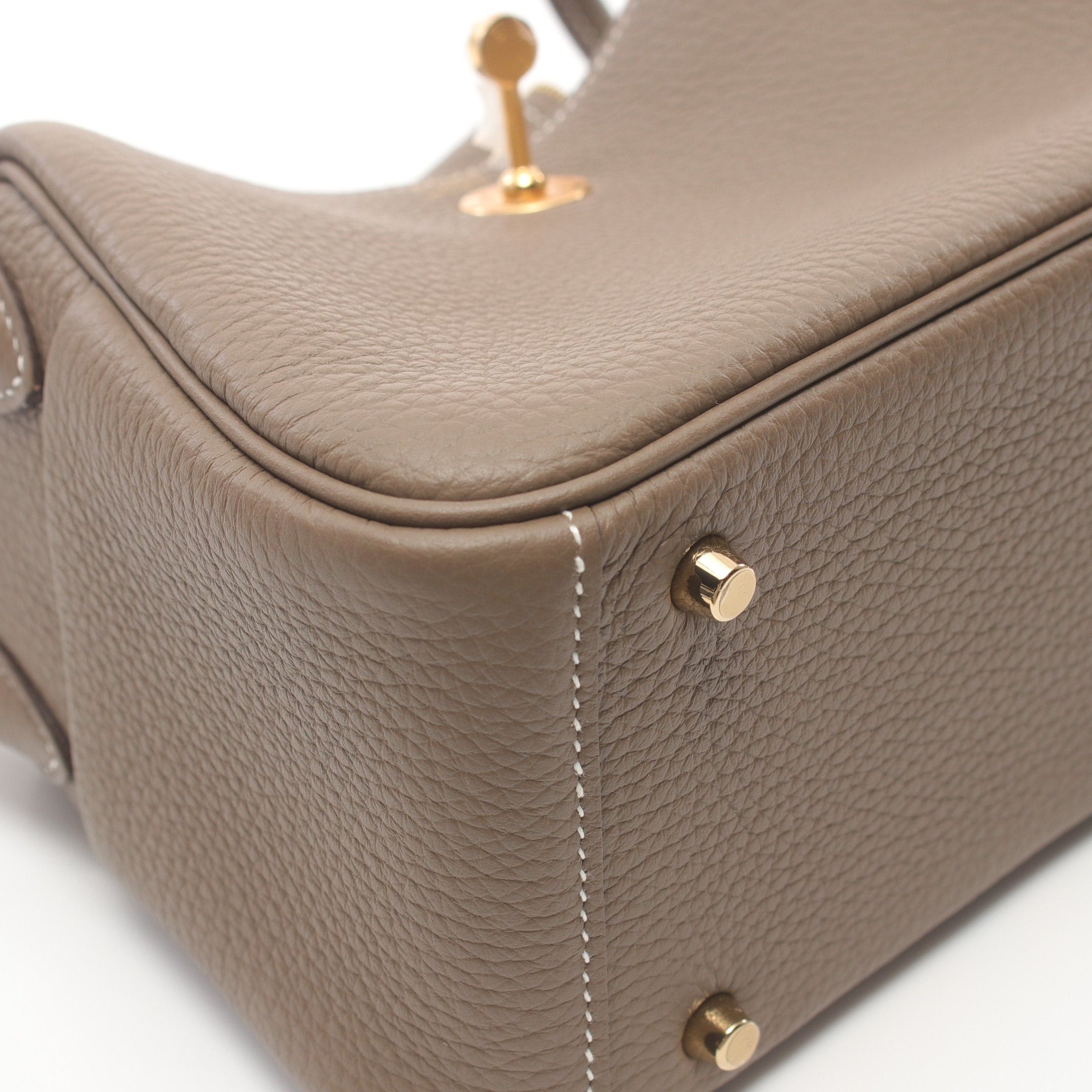 Hermes Hermes Lindy Mini Etoupe Shoulder Bag Clemence Leather Gray Brown Gold Hardware B Stamp Size ONE SIZE - 6 Thumbnail
