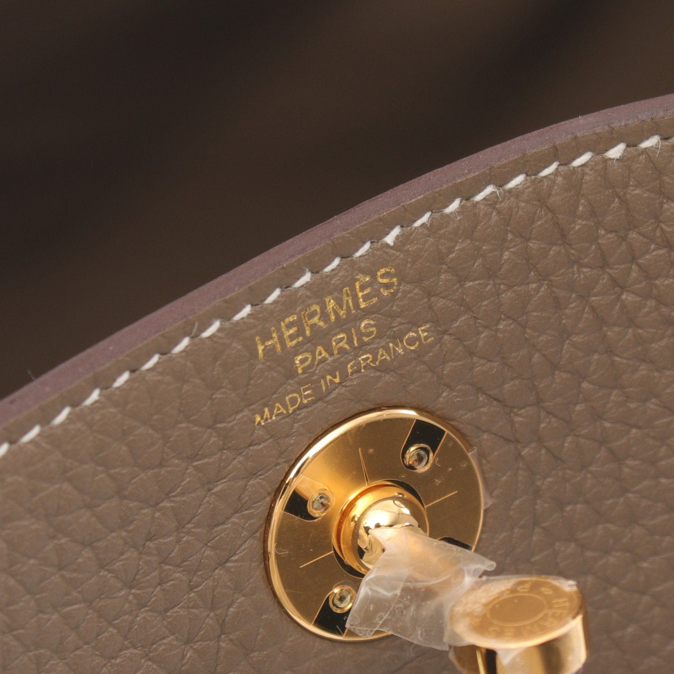 Hermes Hermes Lindy Mini Etoupe Shoulder Bag Clemence Leather Gray Brown Gold Hardware B Stamp Size ONE SIZE - 4 Thumbnail