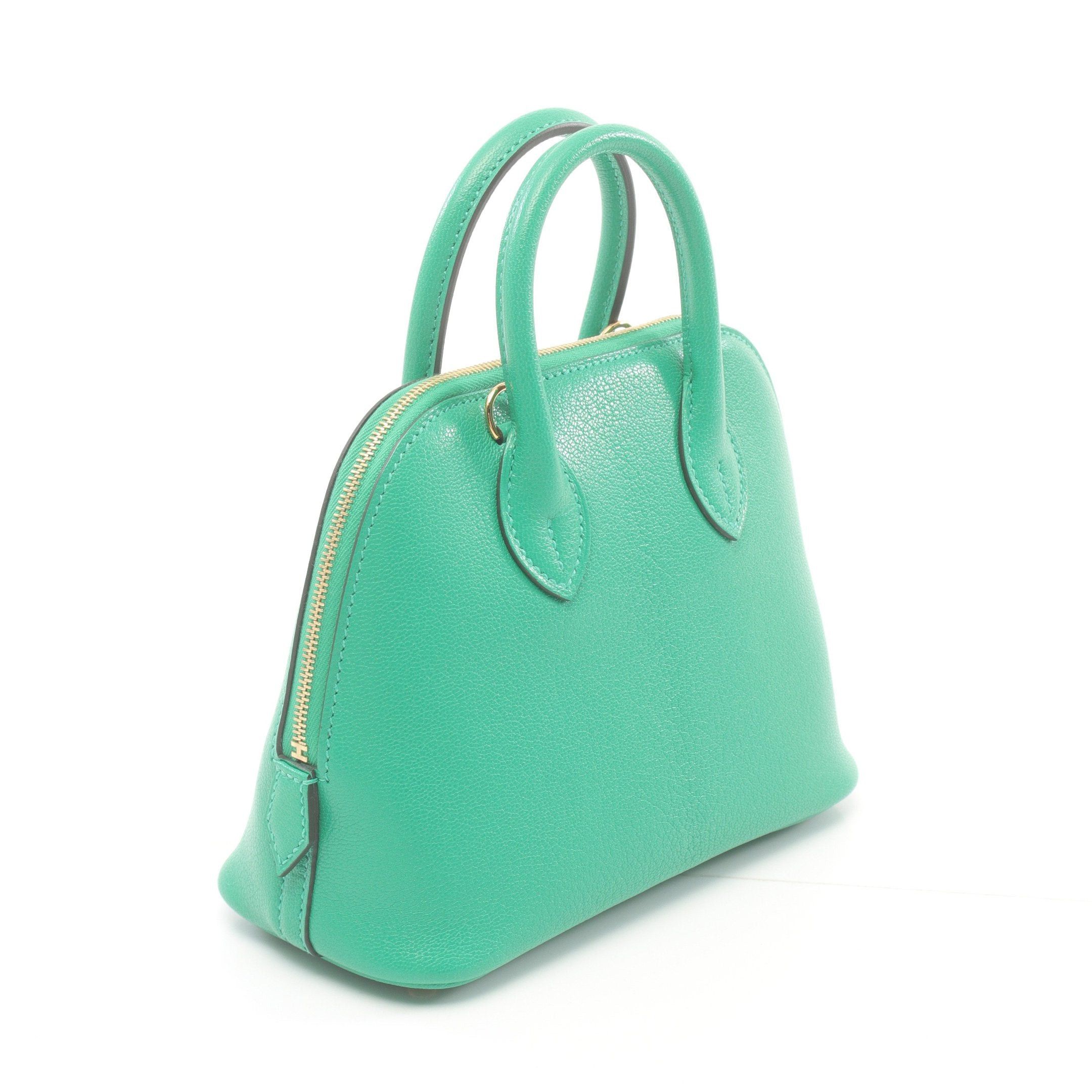 Hermes Hermes Bolide 1923 Mini Bamboo Handbag Chevre Green Gold Hardware Double Engraved Size ONE SIZE - 2 Thumbnail
