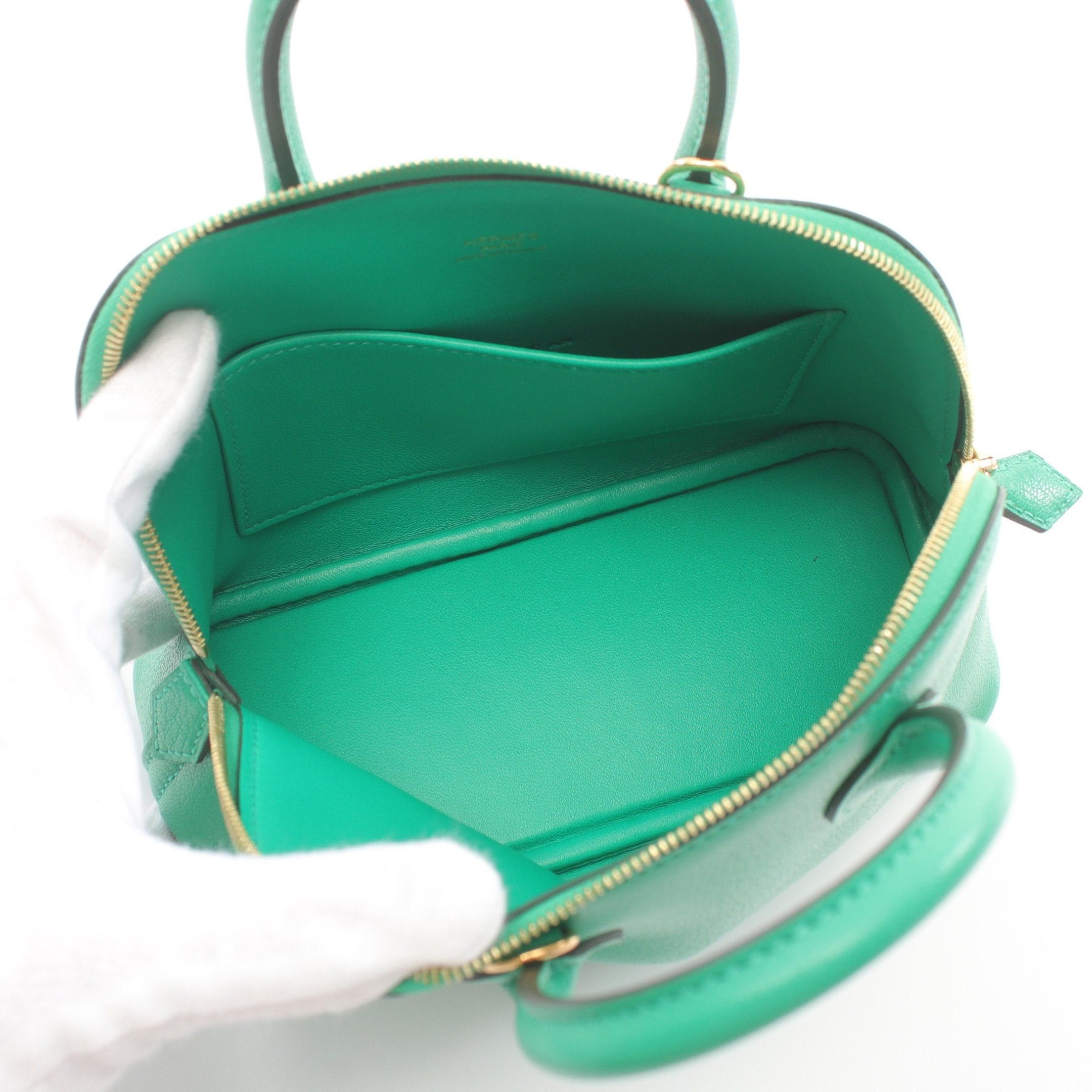 Hermes Hermes Bolide 1923 Mini Bamboo Handbag Chevre Green Gold Hardware Double Engraved Size ONE SIZE - 3 Thumbnail