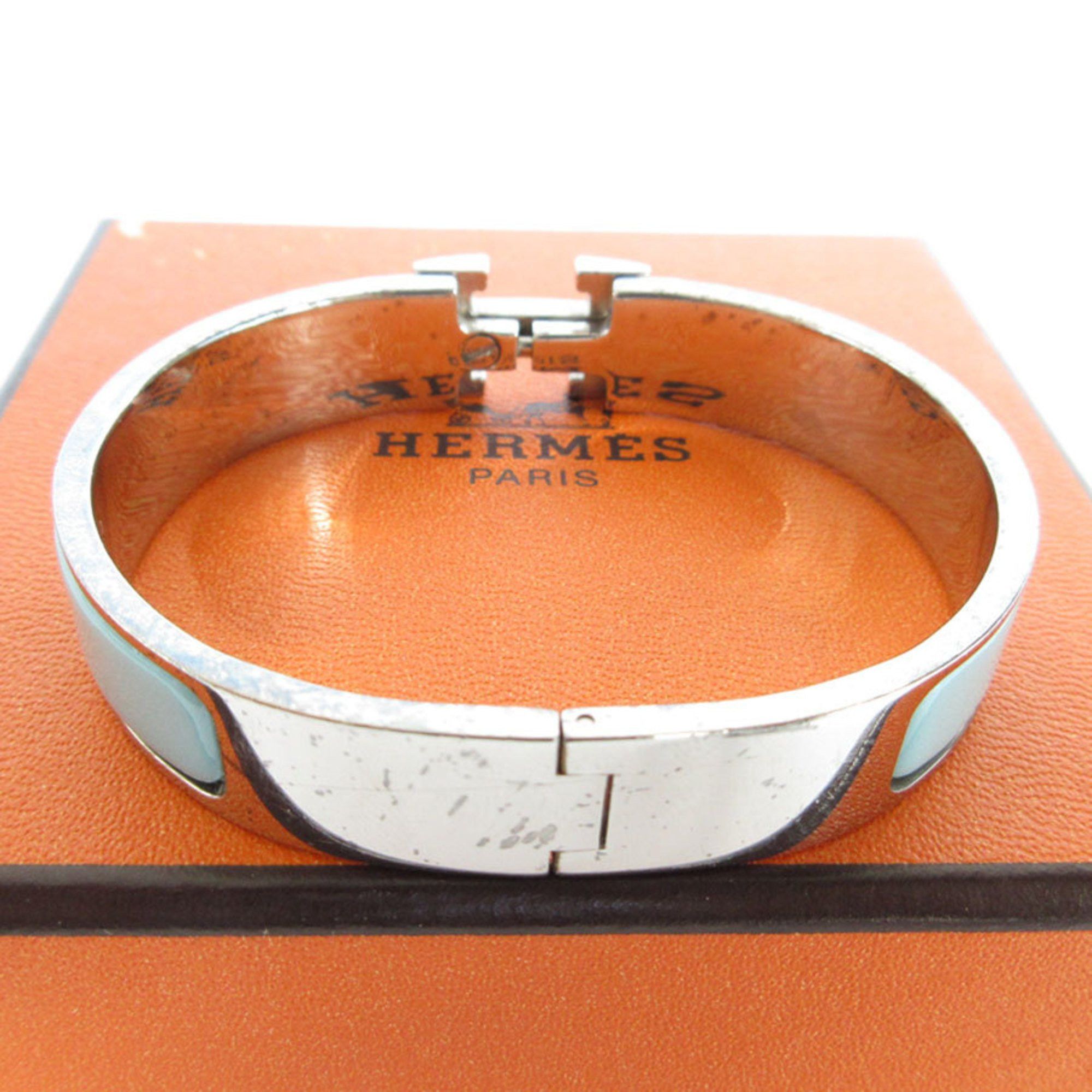 Hermes Hermes Bangle Bracelet Click Clack H Metal Enamel Silver Light Blue Women s s0398 Grailed