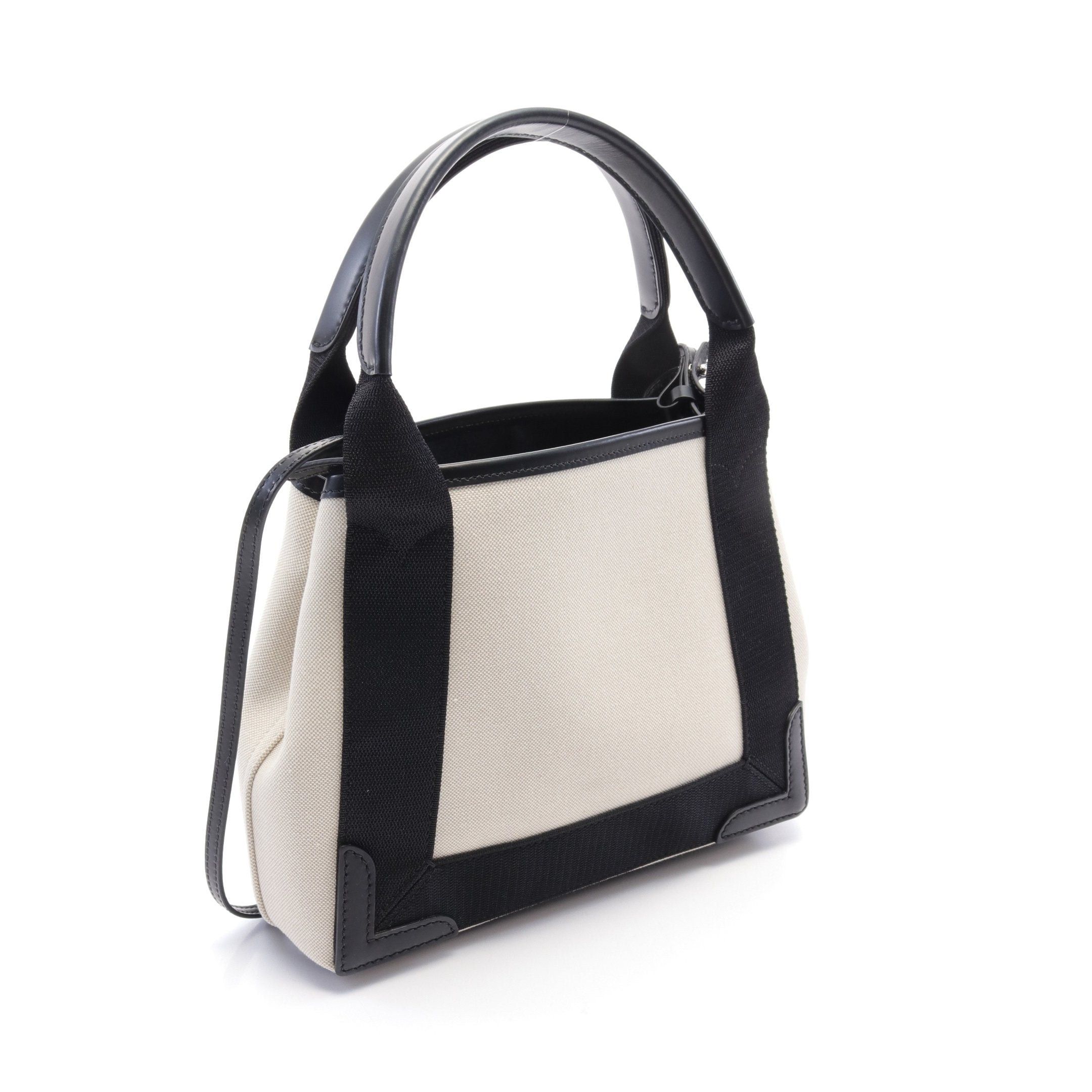 Balenciaga Balenciaga Navy Hippopotamus Xs Handbag Canvas Leather Ivory Black Size ONE SIZE - 2 Thumbnail