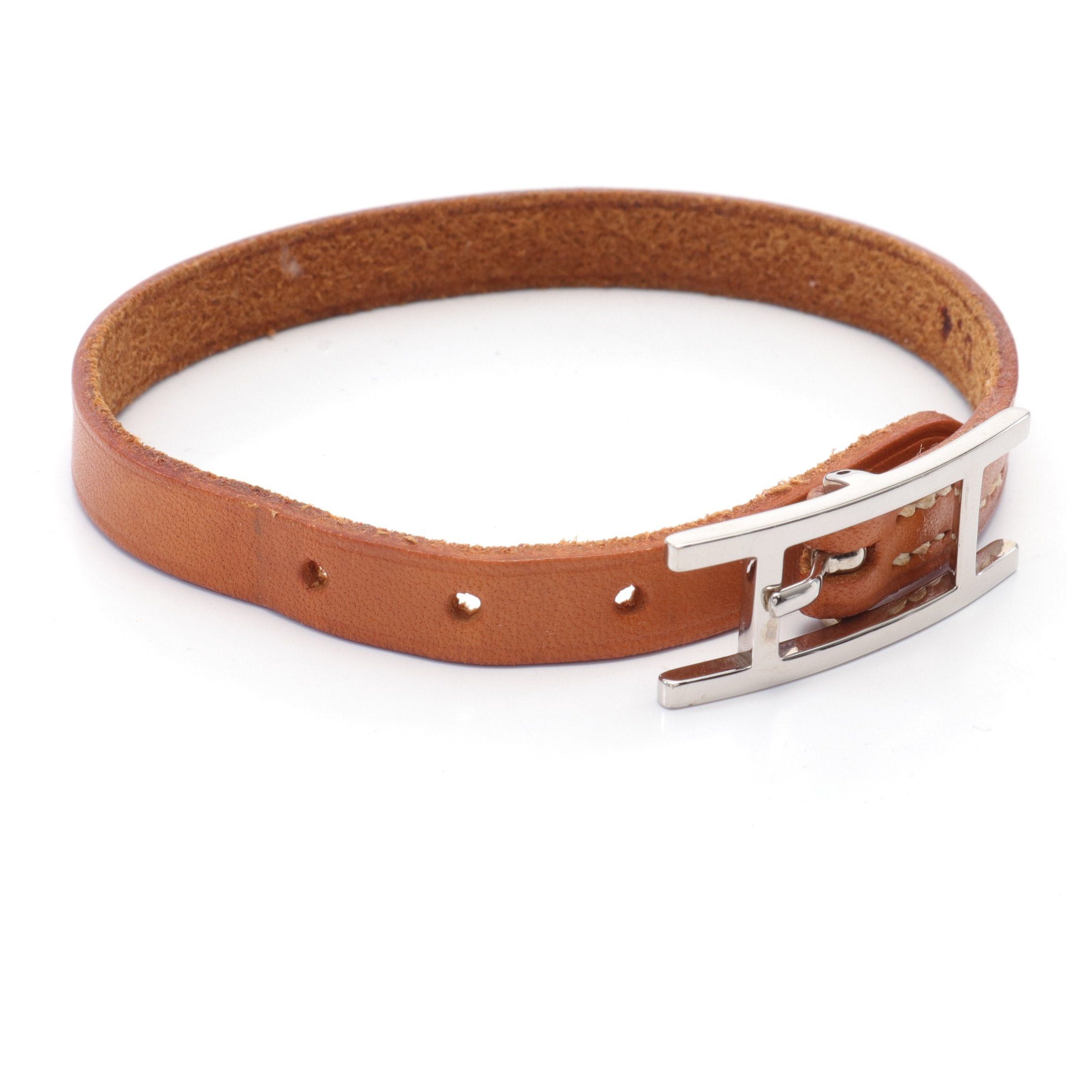 Hermes Hermes Api 3 Bracelet Leather Brown Silver Size ONE SIZE - 3 Thumbnail