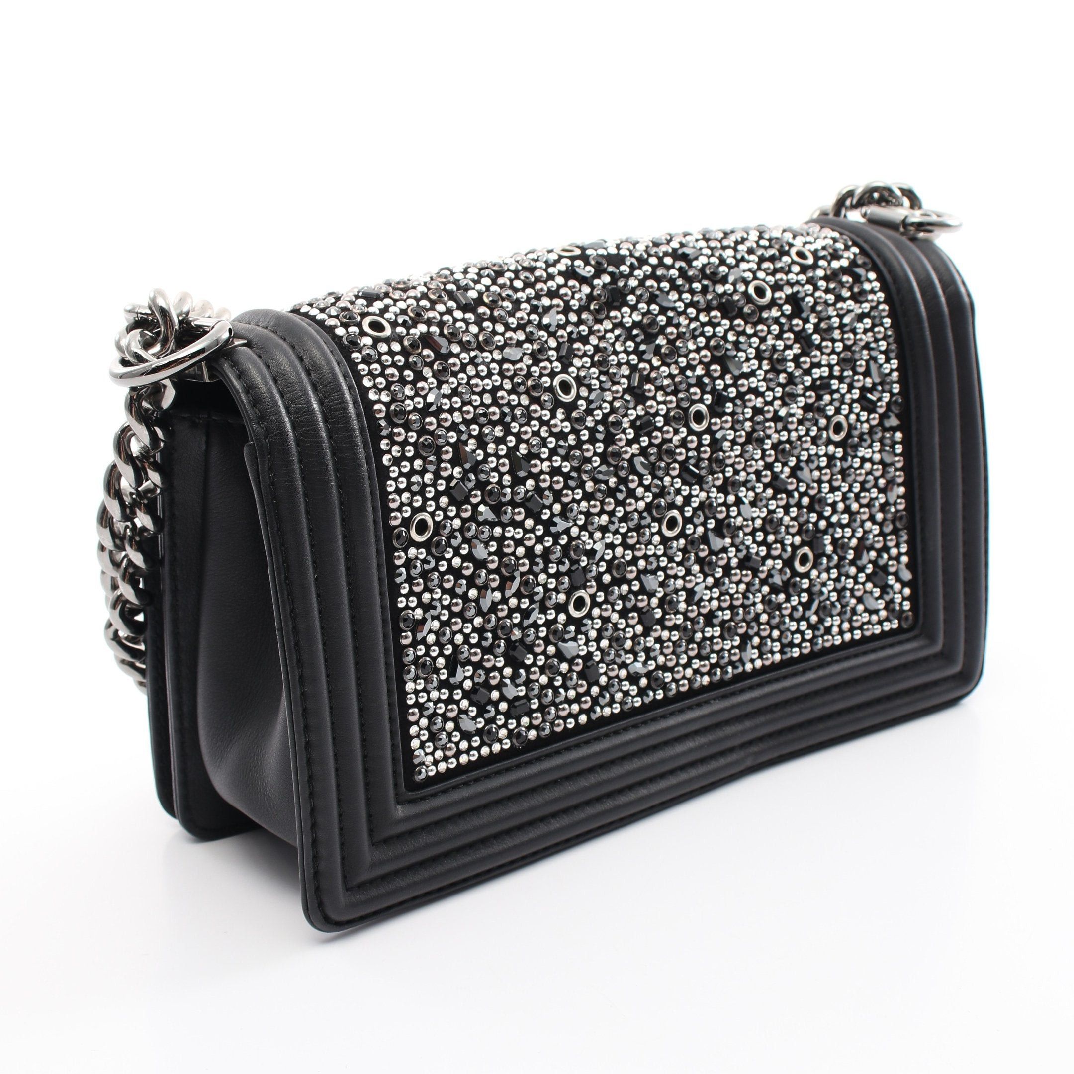Chanel Chanel Boy Chanel Matelasse Chain Shoulder Bag Studs Rhinestone Leather Black Silver Hardware Size ONE SIZE - 2 Thumbnail