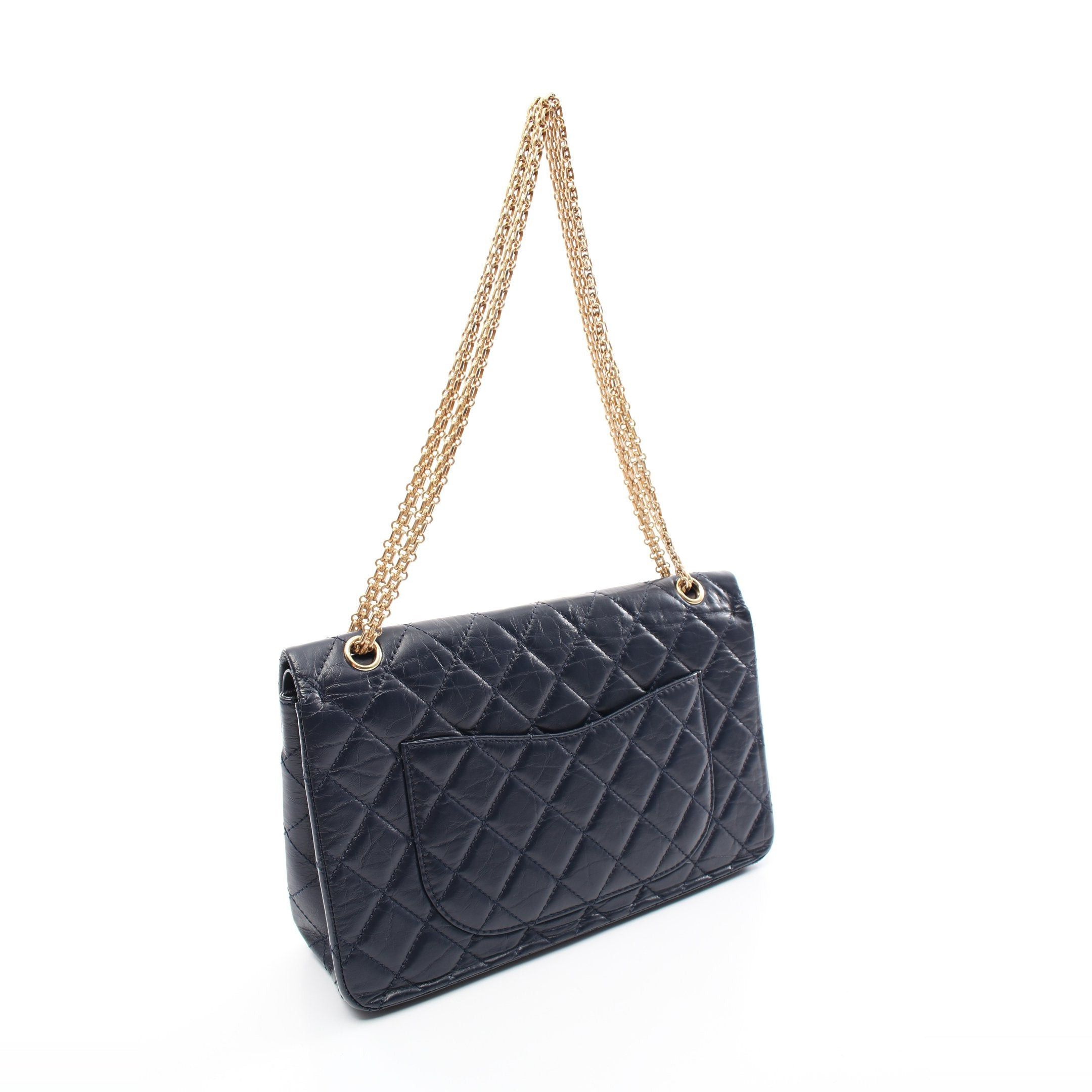 Chanel Chanel 2.55 Mademoiselle Chain Matelasse Double Flap Shoulder Bag Aged Calfskin Dark Navy Gold Hardware Size ONE SIZE - 2 Thumbnail
