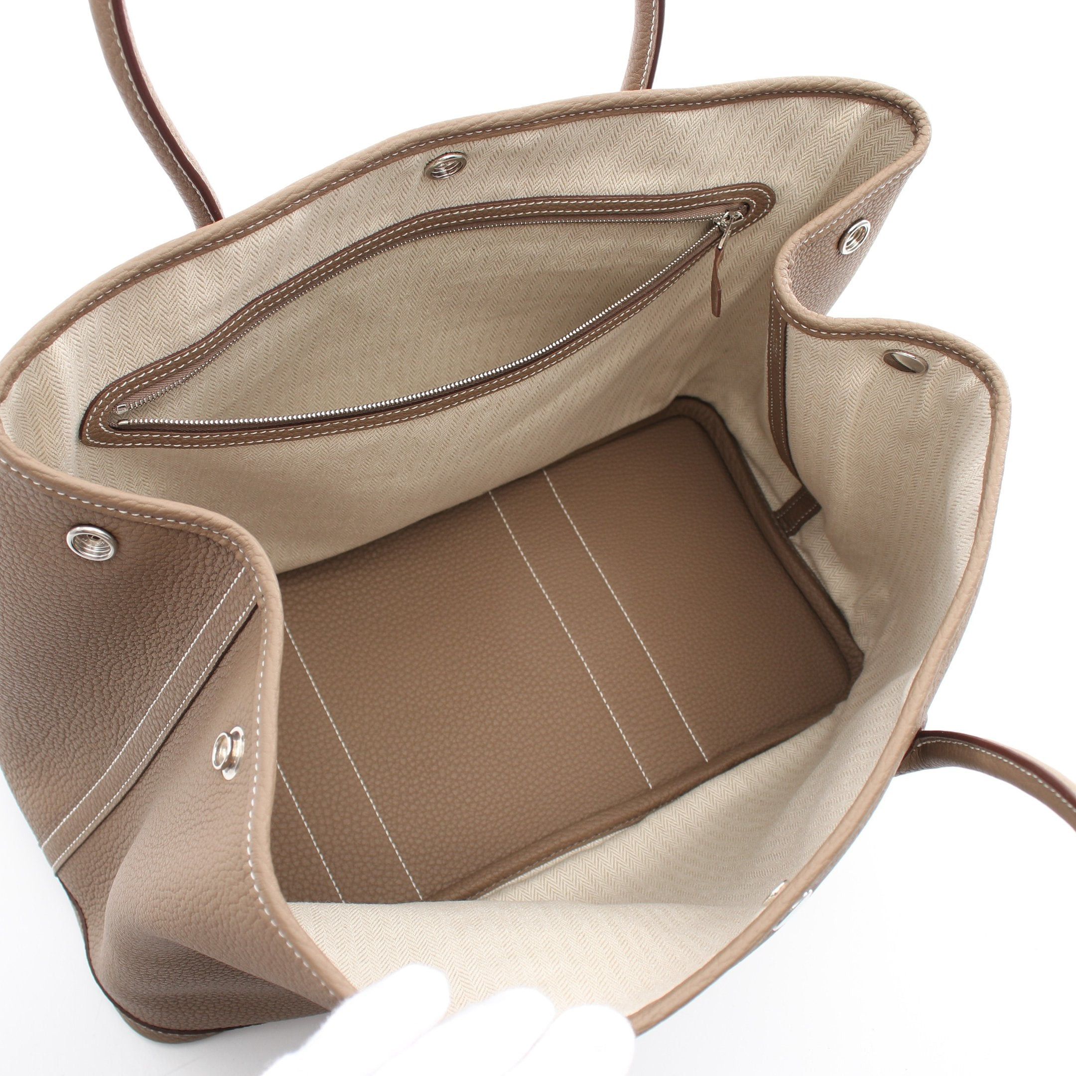 Hermes Hermes Garden Party Pm Etoupe Handbag Tote Bag Negonda Leather Gray Beige Silver Hardware Double Engraved Size ONE SIZE - 3 Thumbnail
