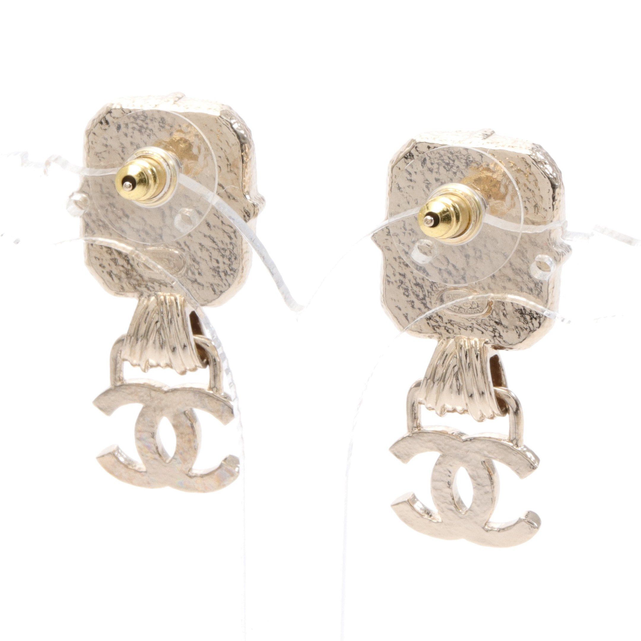 Chanel Chanel Coco Mark Earrings Gp Rhinestone Gold Black Clear B21A Size ONE SIZE - 2 Thumbnail