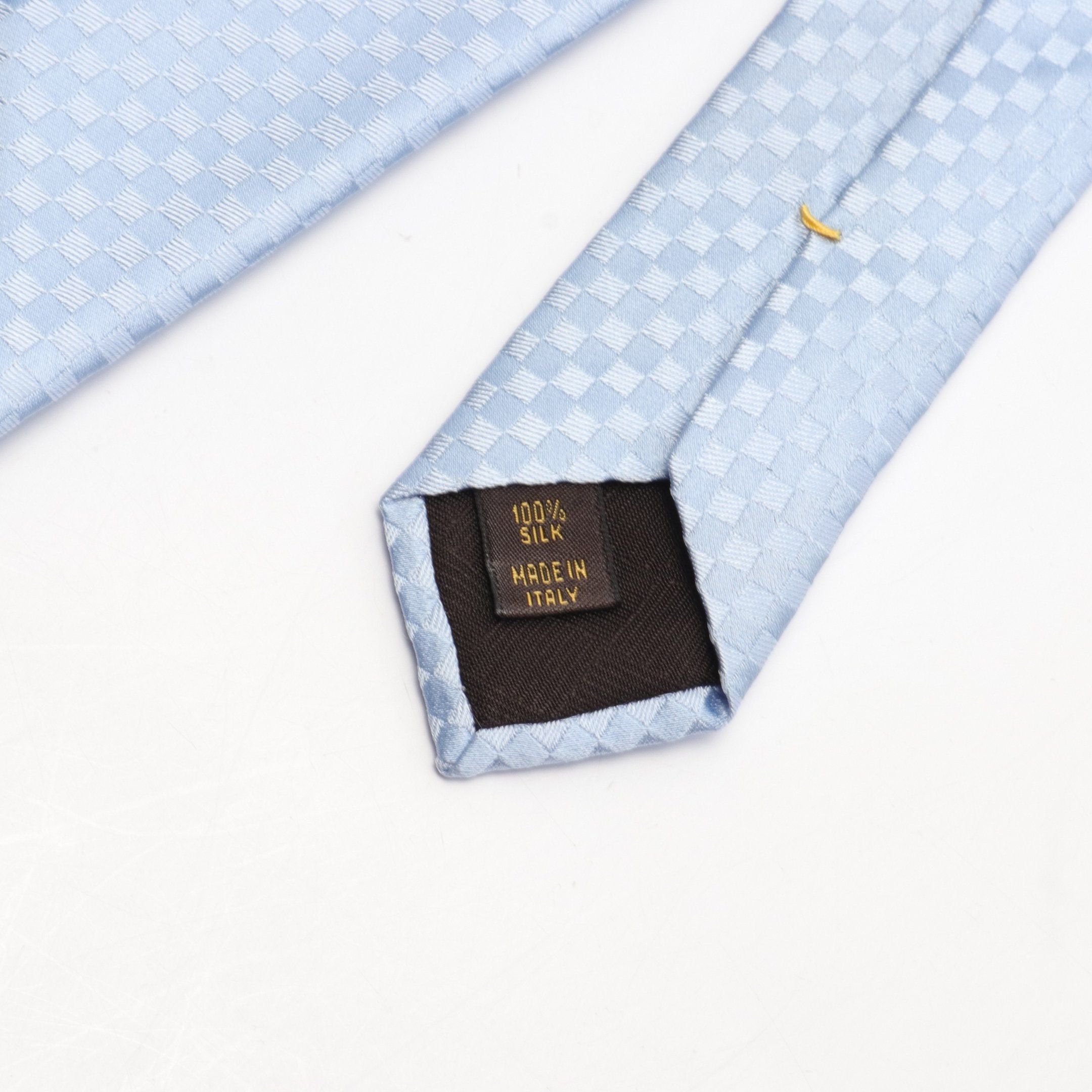 Louis Vuitton Louis Vuitton Cravat Petit Damier Tie Silk Light Blue Size ONE SIZE - 5 Thumbnail