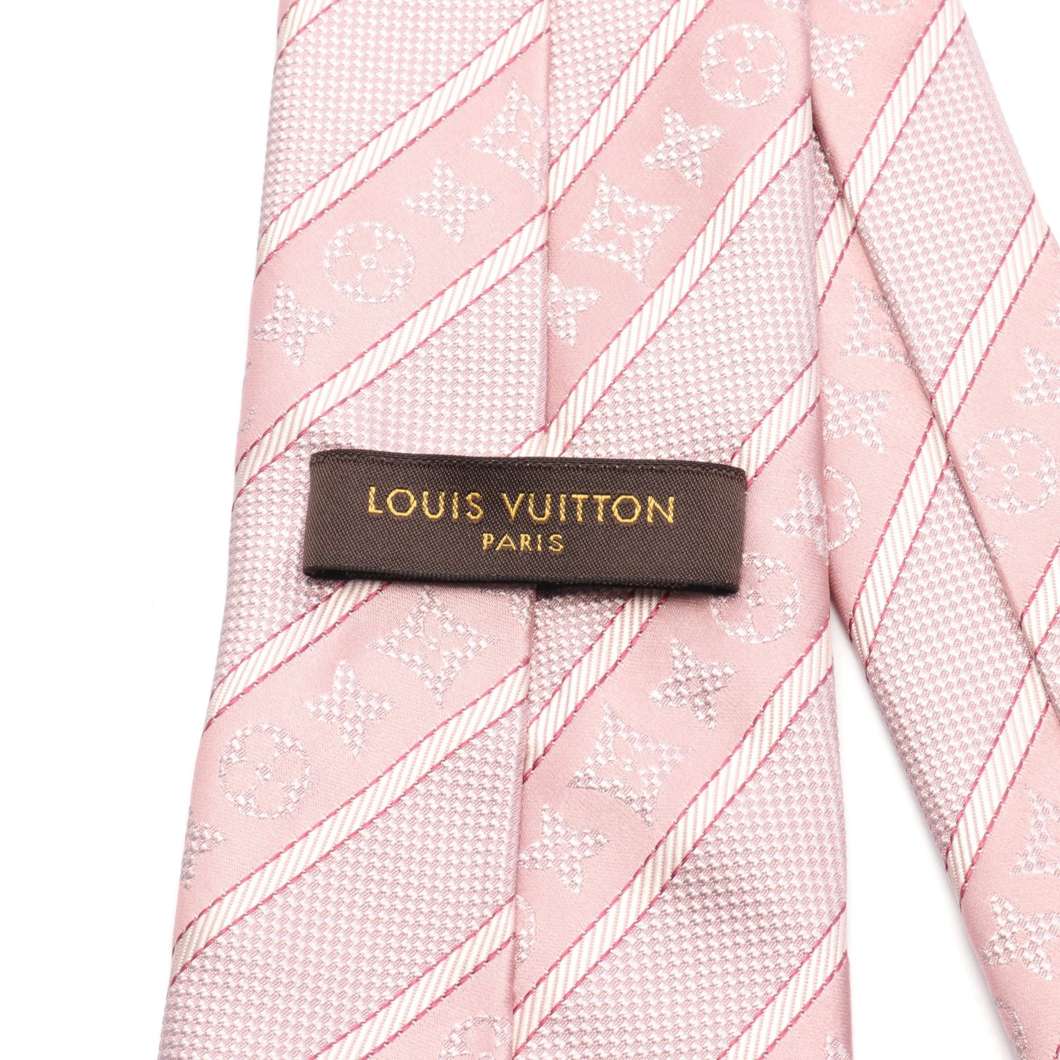 Louis Vuitton Louis Vuitton Monogram Stripe Tie Silk Pink Size ONE SIZE - 4 Thumbnail