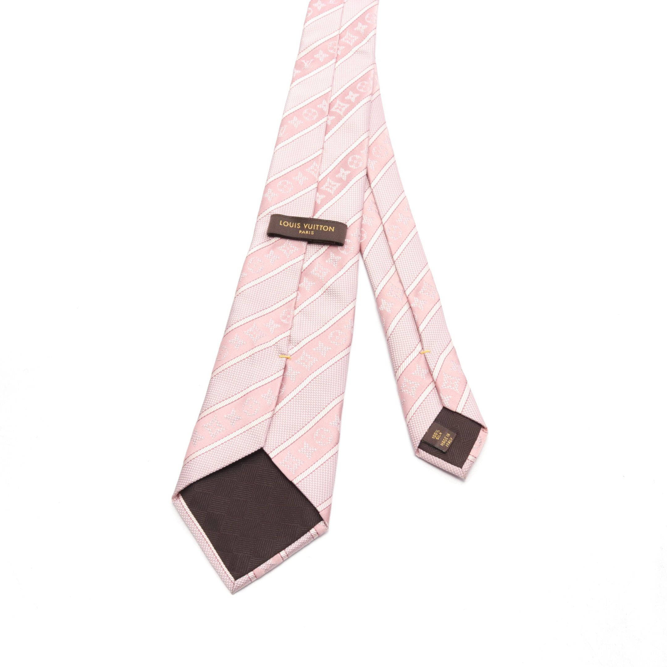 Louis Vuitton Louis Vuitton Monogram Stripe Tie Silk Pink Size ONE SIZE - 3 Thumbnail