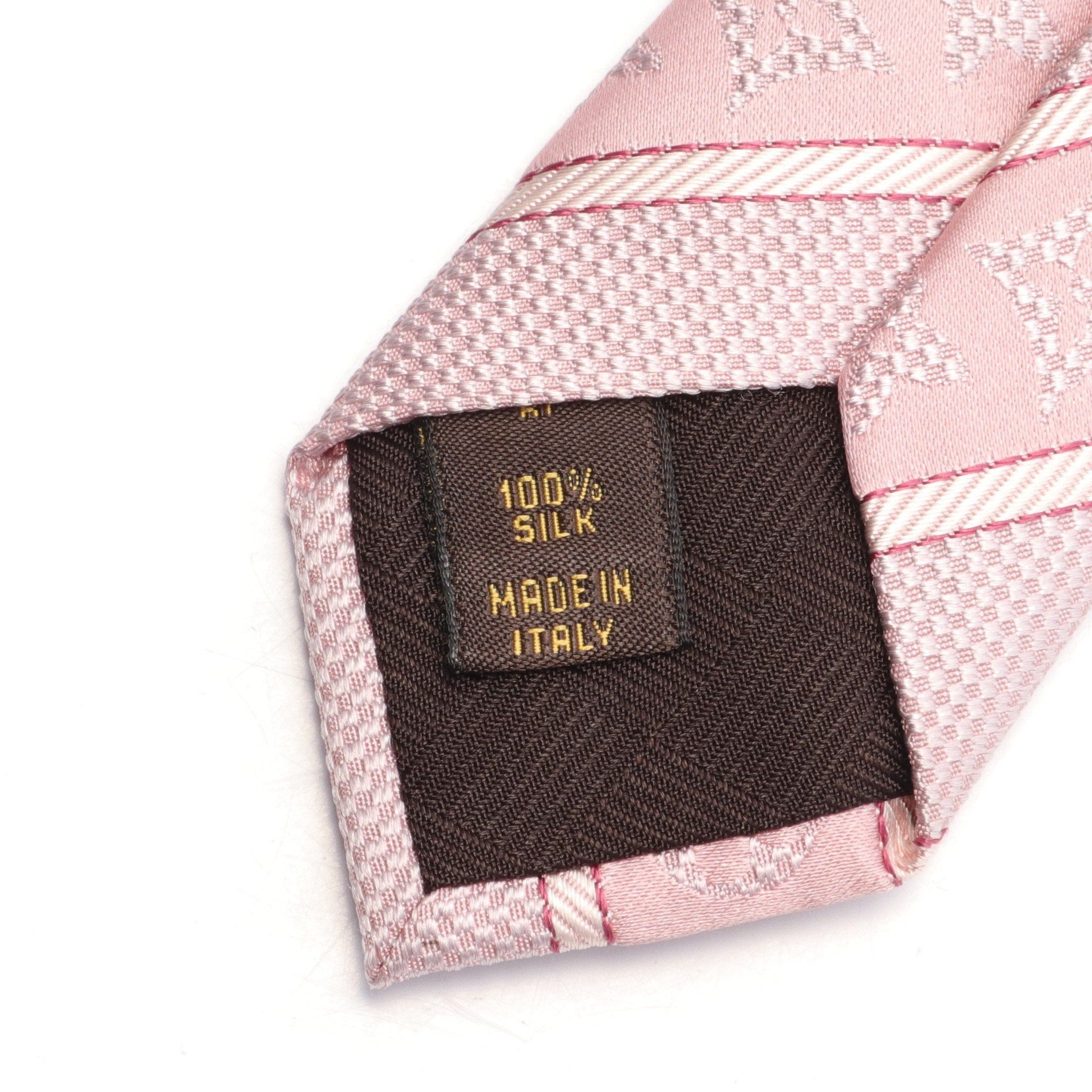 Louis Vuitton Louis Vuitton Monogram Stripe Tie Silk Pink Size ONE SIZE - 5 Thumbnail