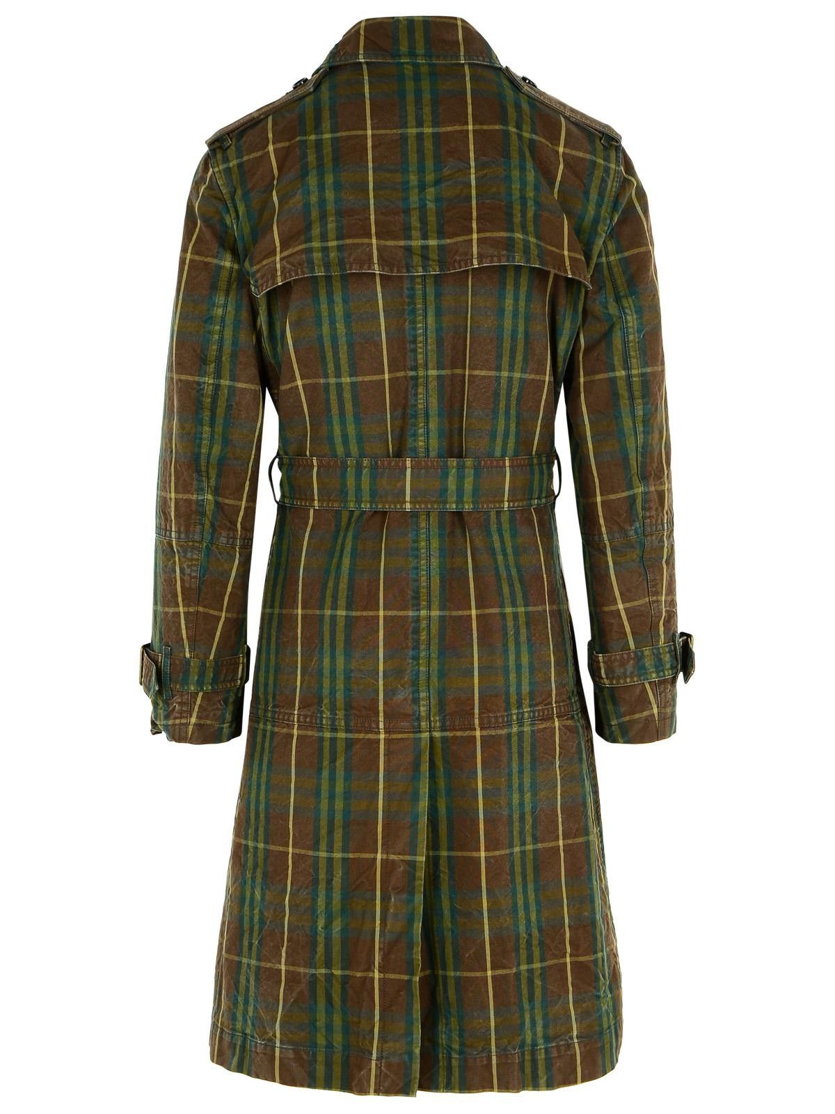 Burberry BURBERRY 'Check' Dark Green Cotton Trench Coat Size US L / EU 52-54 / 3 - 3 Thumbnail