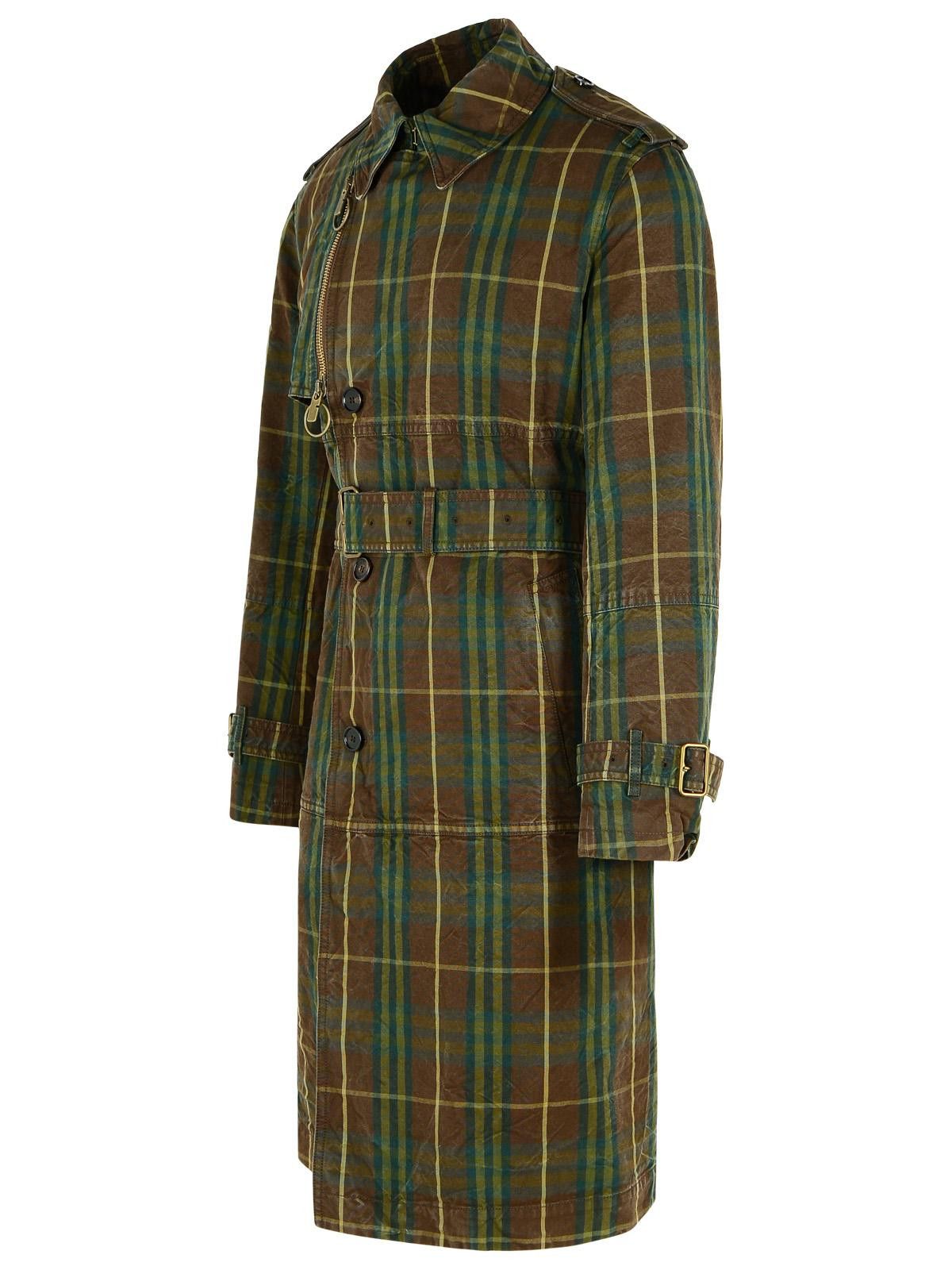 Burberry BURBERRY 'Check' Dark Green Cotton Trench Coat Size US L / EU 52-54 / 3 - 2 Thumbnail