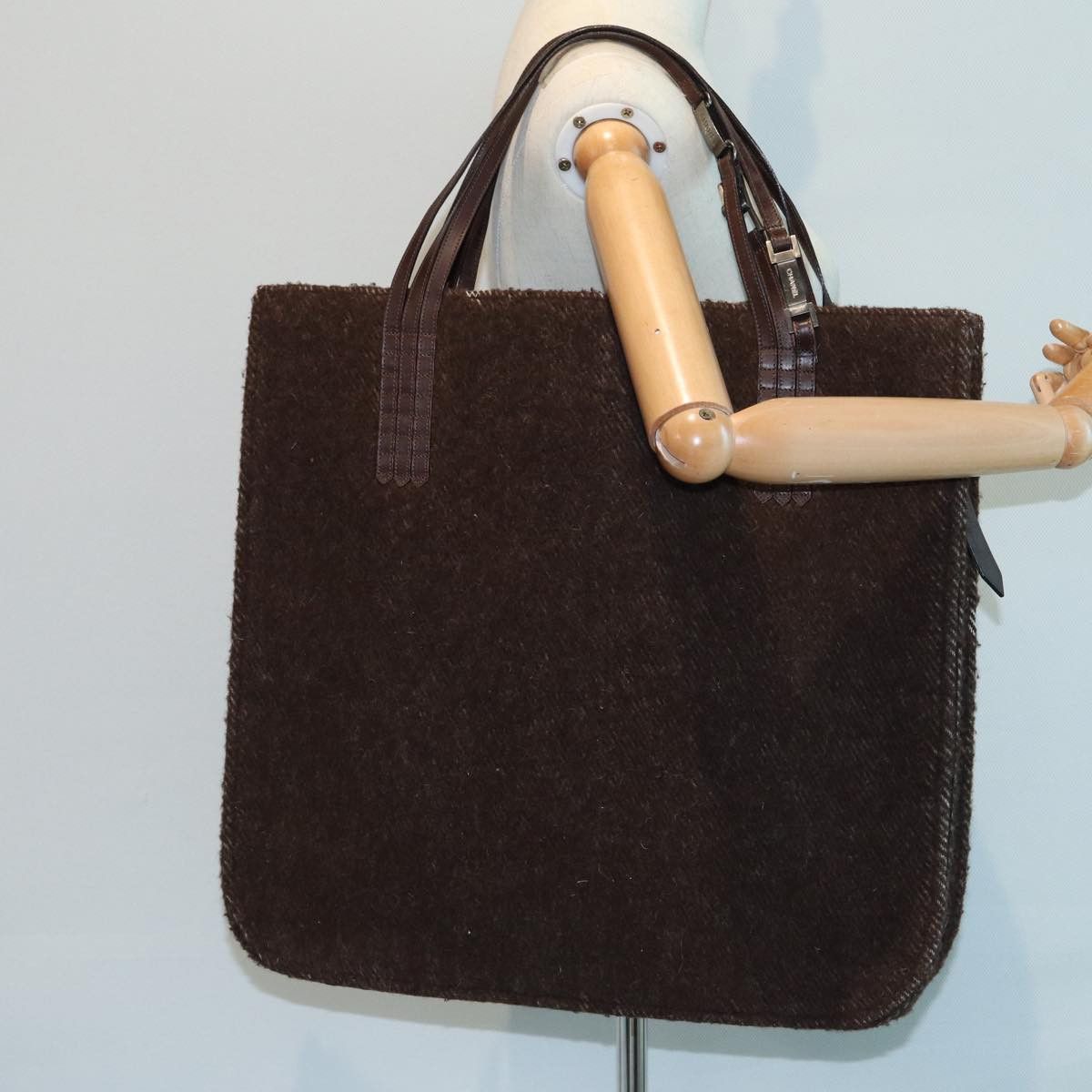 Chanel Logo Cc Brown Wool Tote Bag (Pre-Owned) Size ONE SIZE - 8 Thumbnail