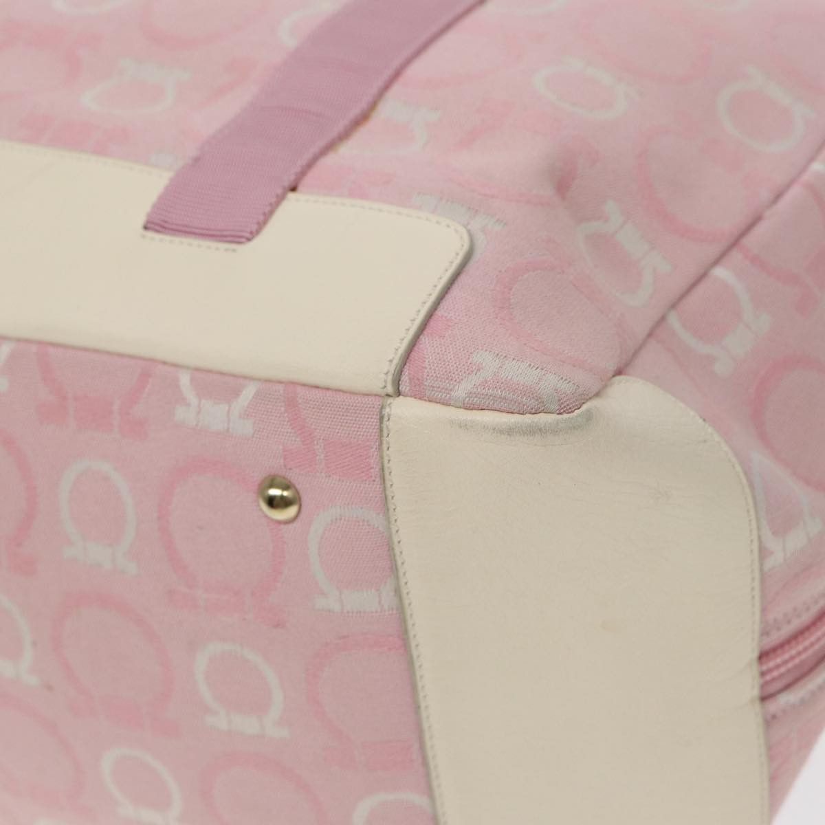 Salvatore Ferragamo Gancini Pink Canvas Travel Bag (Pre-Owned) Size ONE SIZE - 7 Thumbnail