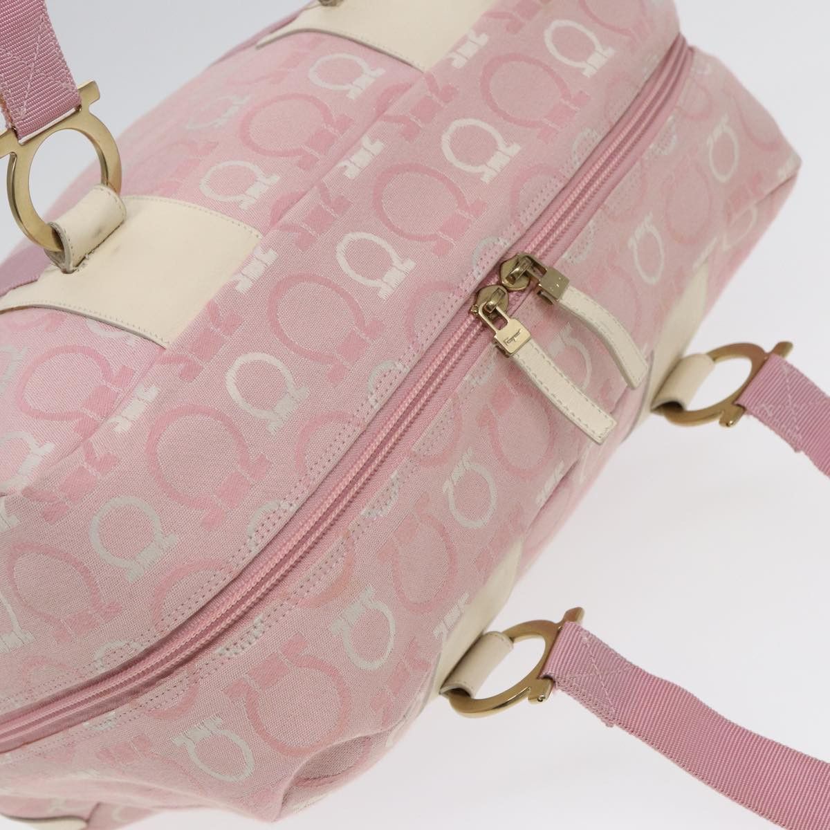 Salvatore Ferragamo Gancini Pink Canvas Travel Bag (Pre-Owned) Size ONE SIZE - 12 Thumbnail