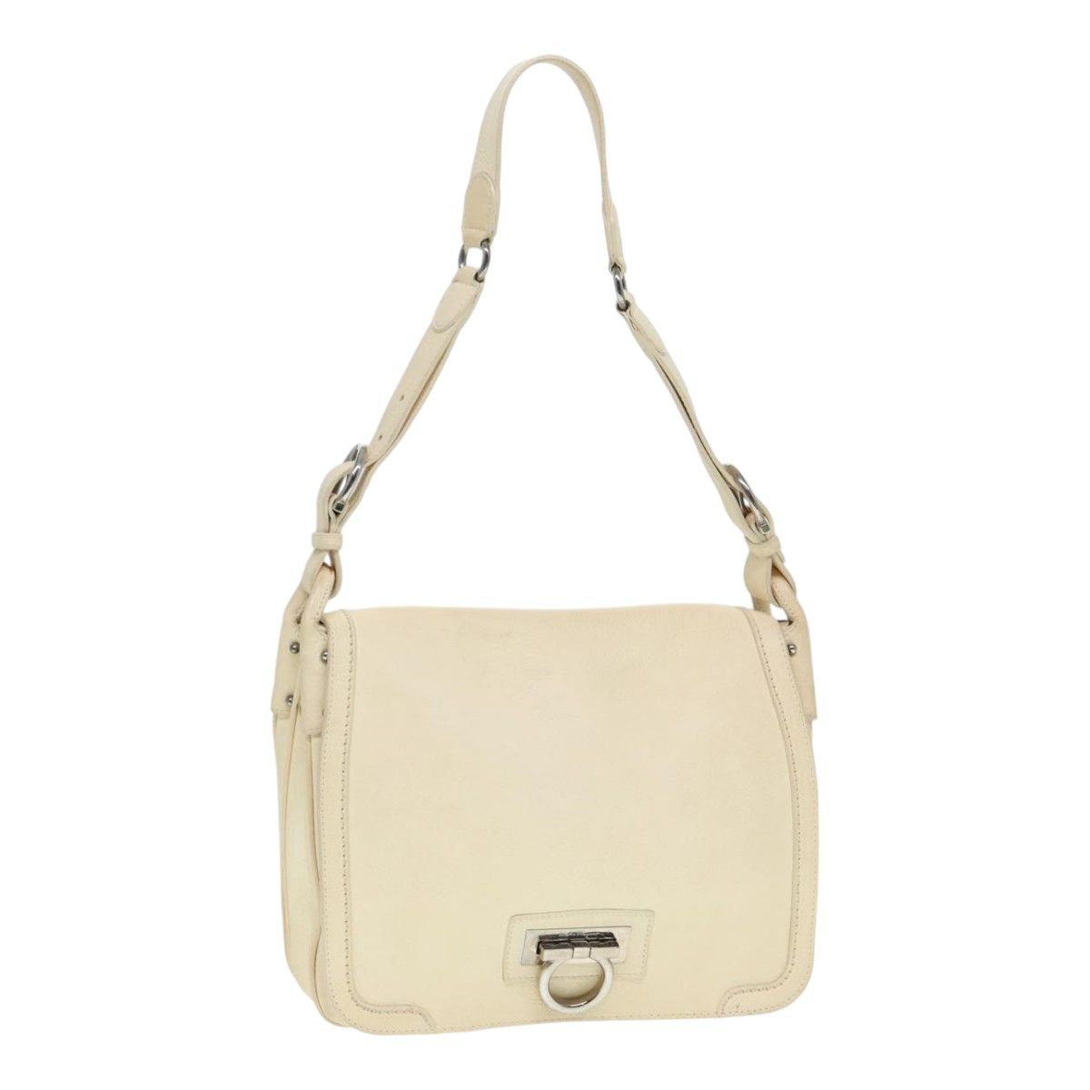 Salvatore Ferragamo Gancini White Leather Shoulder Bag (Pre-Owned) Size ONE SIZE - 18 Thumbnail
