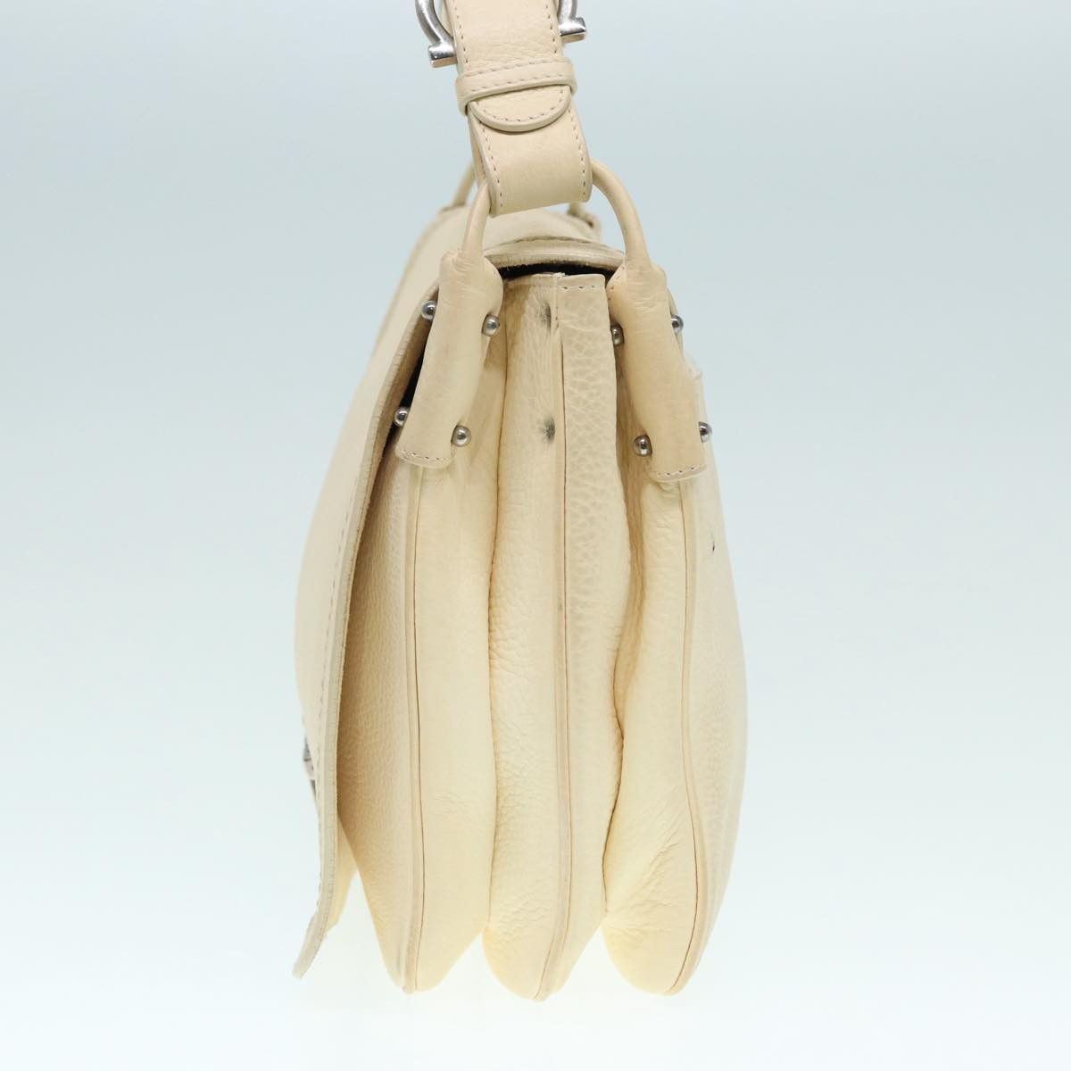 Salvatore Ferragamo Gancini White Leather Shoulder Bag (Pre-Owned) Size ONE SIZE - 3 Thumbnail