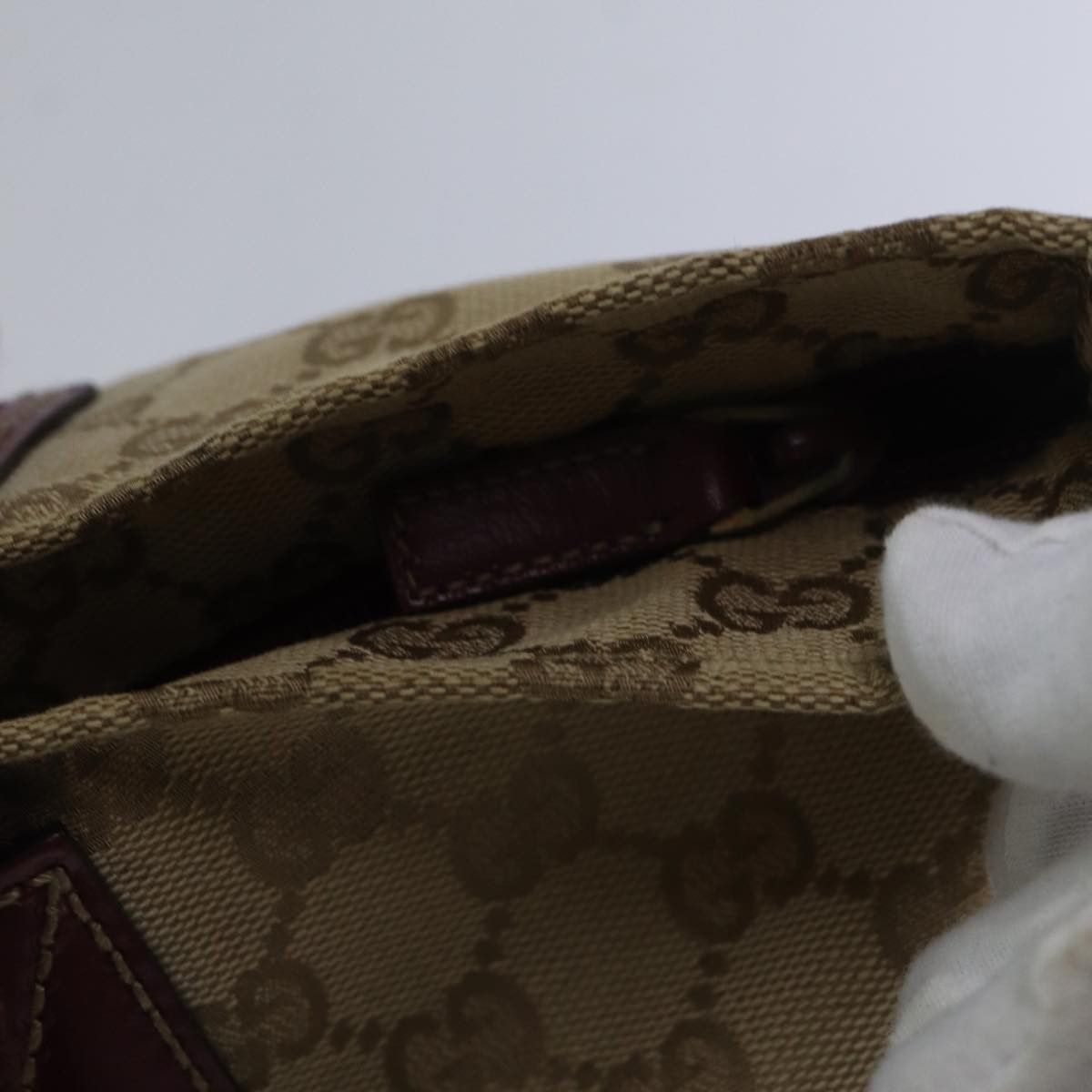 Gucci Sherry Beige Canvas Shoulder Bag (Pre-Owned) Size ONE SIZE - 6 Thumbnail