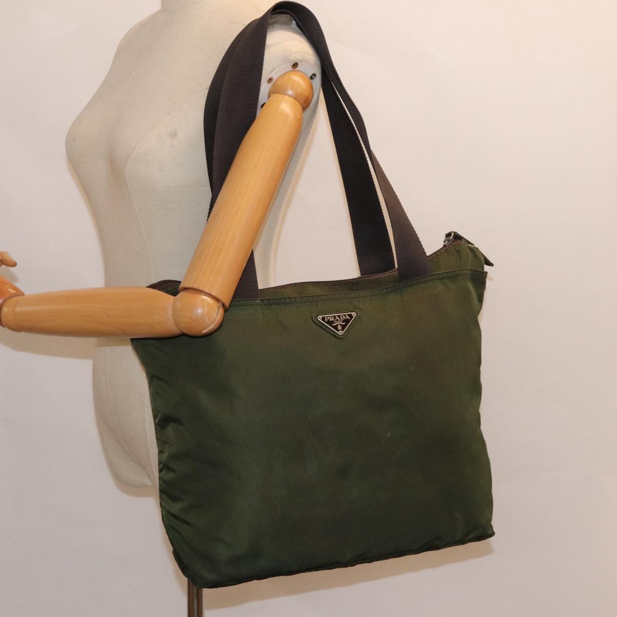 Prada Tessuto Khaki Synthetic Tote Bag (Pre-Owned) Size ONE SIZE - 18 Thumbnail