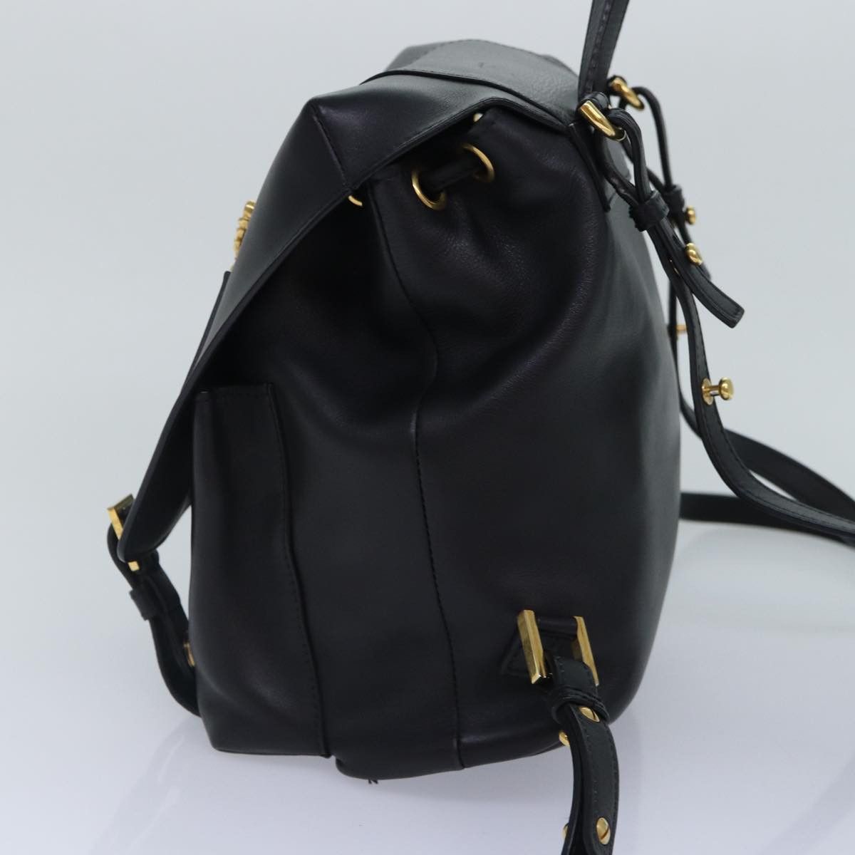 Versace Virtus Black Leather Backpack Bag (Pre-Owned) Size ONE SIZE - 3 Thumbnail
