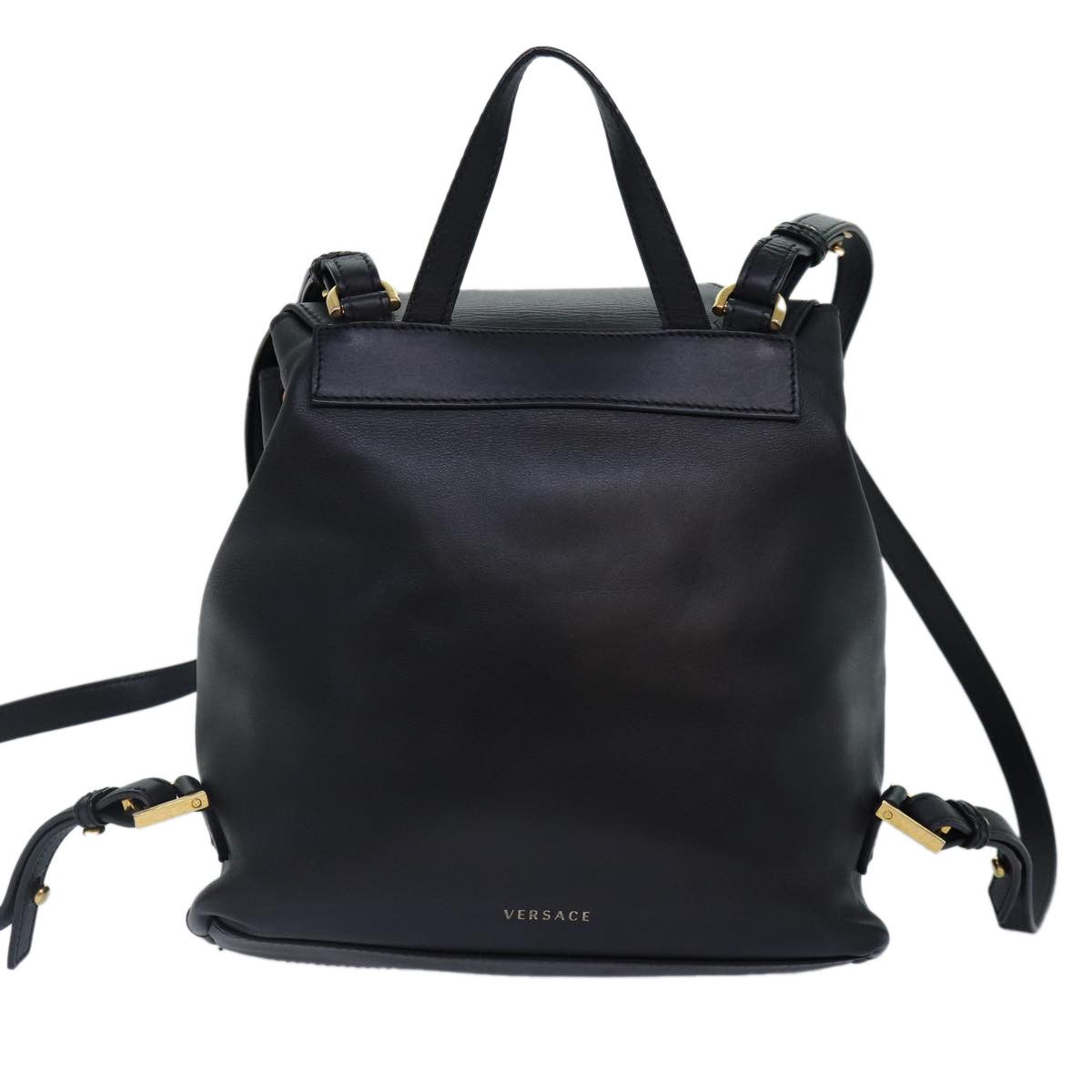 Versace Virtus Black Leather Backpack Bag (Pre-Owned) Size ONE SIZE - 2 Thumbnail