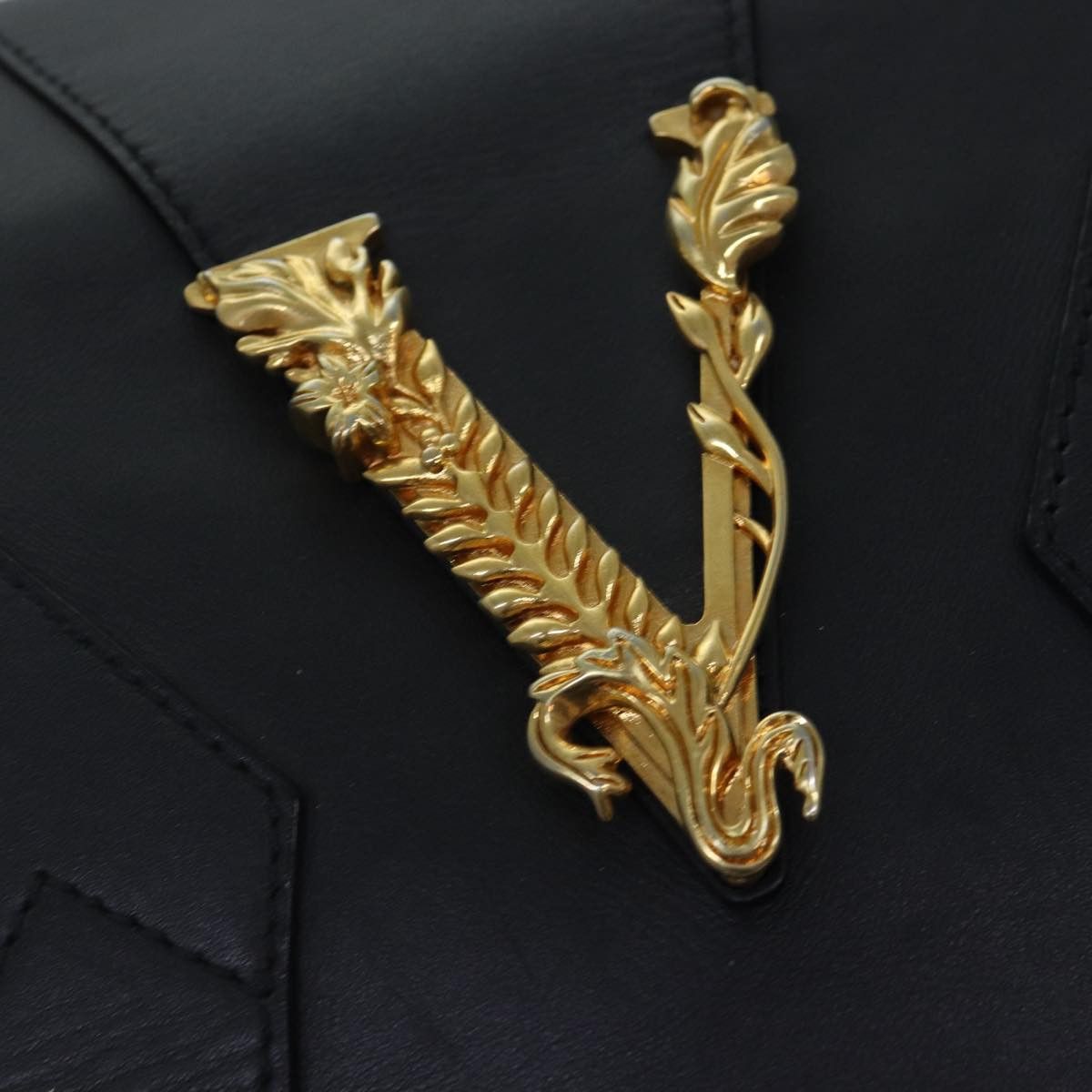 Versace Virtus Black Leather Backpack Bag (Pre-Owned) Size ONE SIZE - 11 Thumbnail
