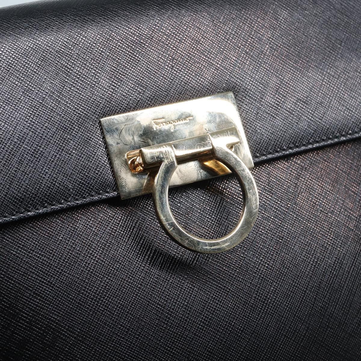 Salvatore Ferragamo Gancini Black Leather Handbag (Pre-Owned) Size ONE SIZE - 10 Thumbnail
