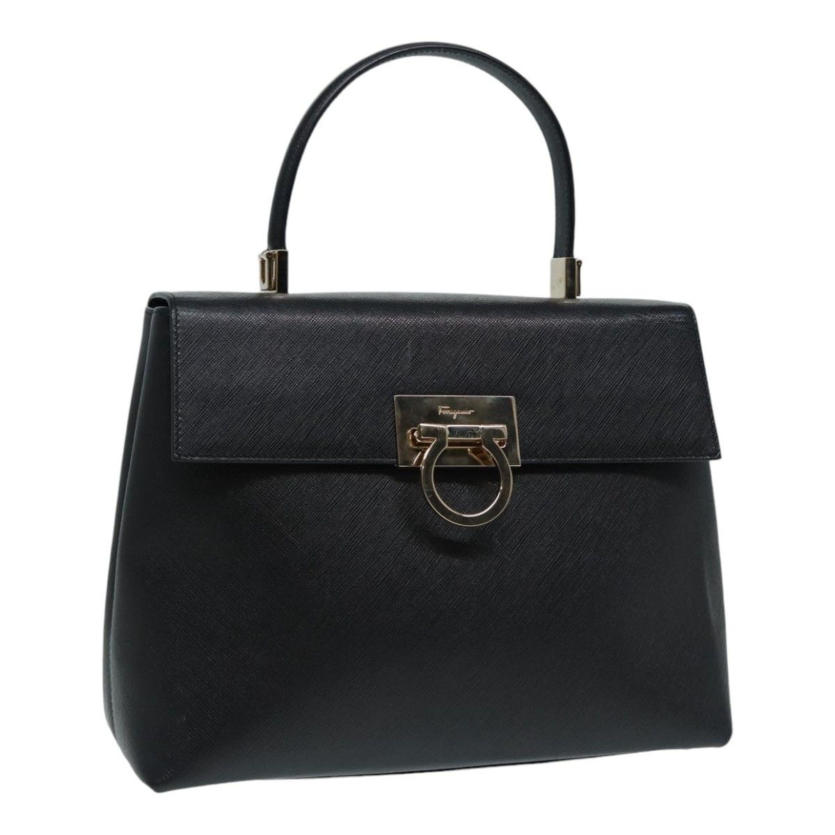 Salvatore Ferragamo Gancini Black Leather Handbag (Pre-Owned) Size ONE SIZE - 18 Thumbnail