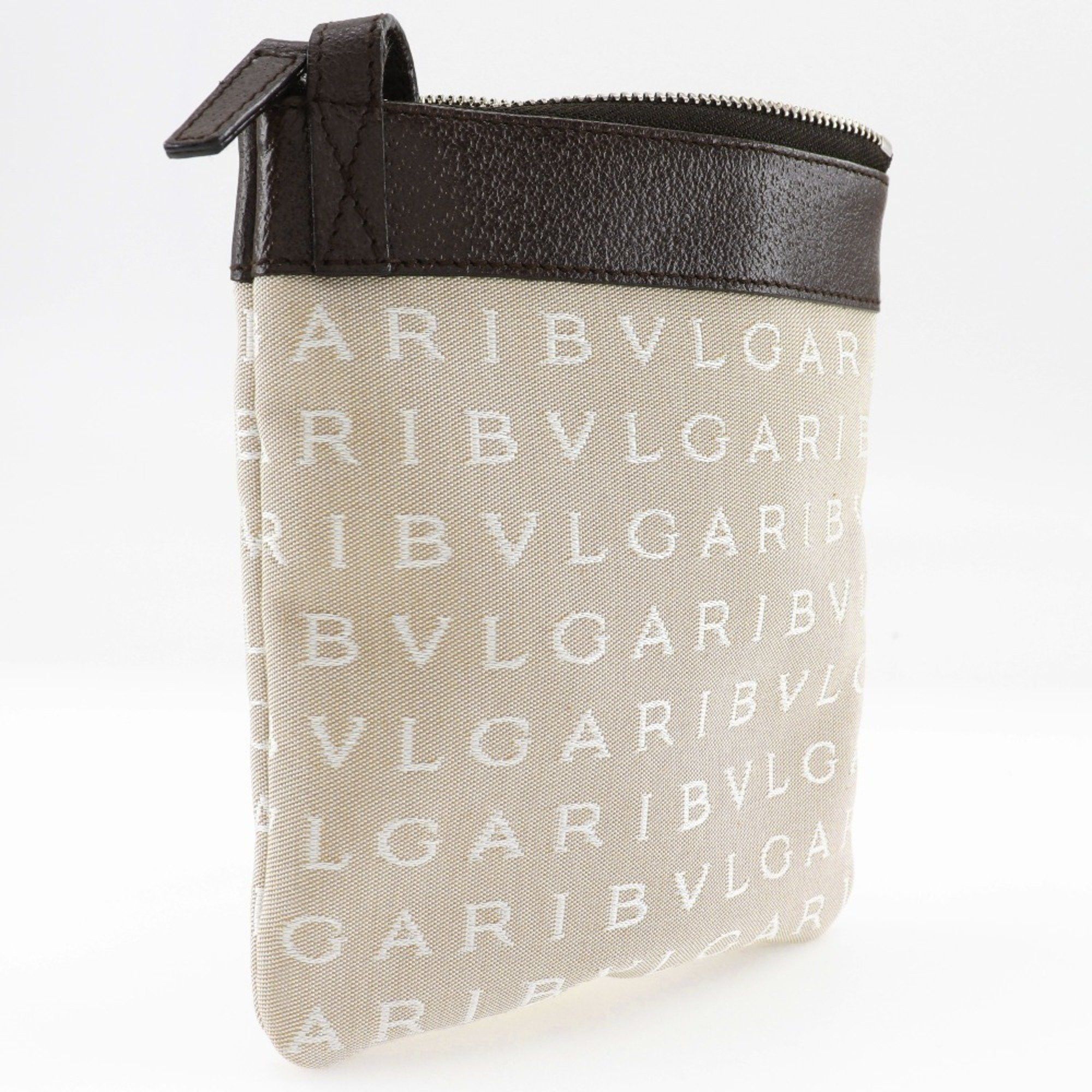 Bvlgari BVLGARI Mania Shoulder Bag Pochette Canvas x Leather Beige Logo Unisex Size ONE SIZE - 3 Thumbnail
